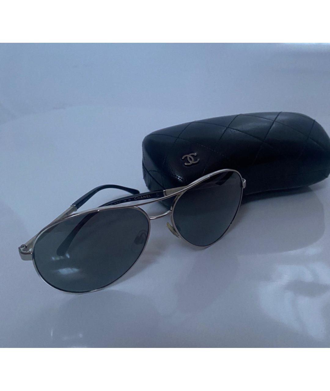 CHANEL Серебряные металлические солнцезащитные очки, фото 5