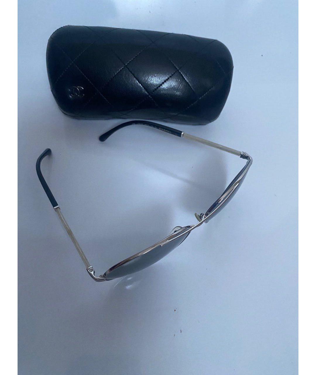 CHANEL Серебряные металлические солнцезащитные очки, фото 3