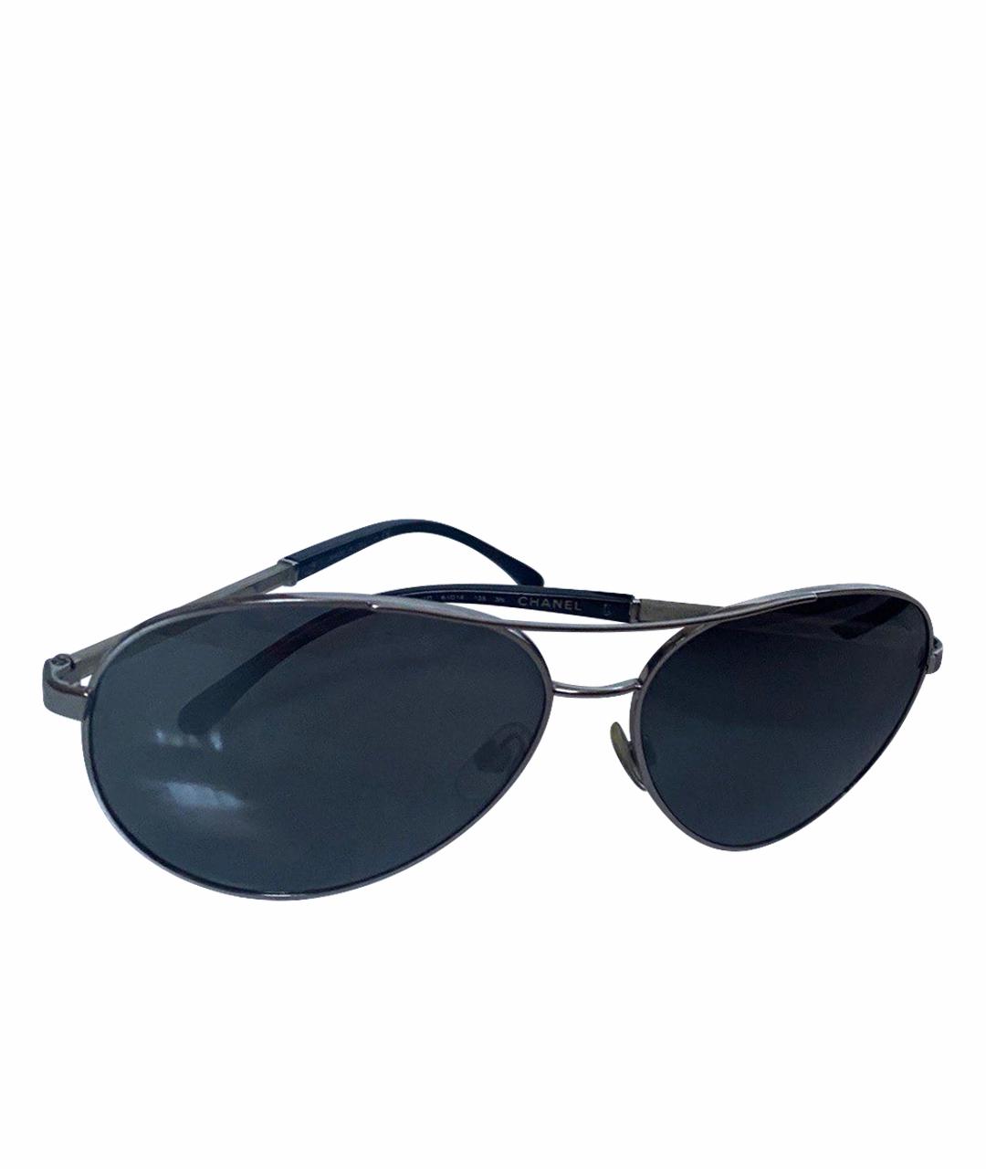 CHANEL Серебряные металлические солнцезащитные очки, фото 1