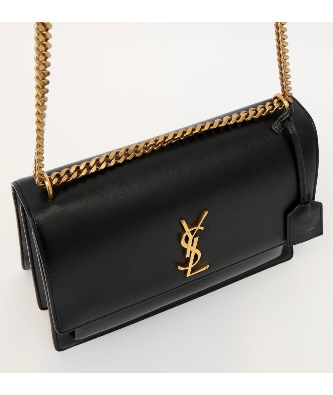 SAINT LAURENT Черная кожаная сумка через плечо, фото 2