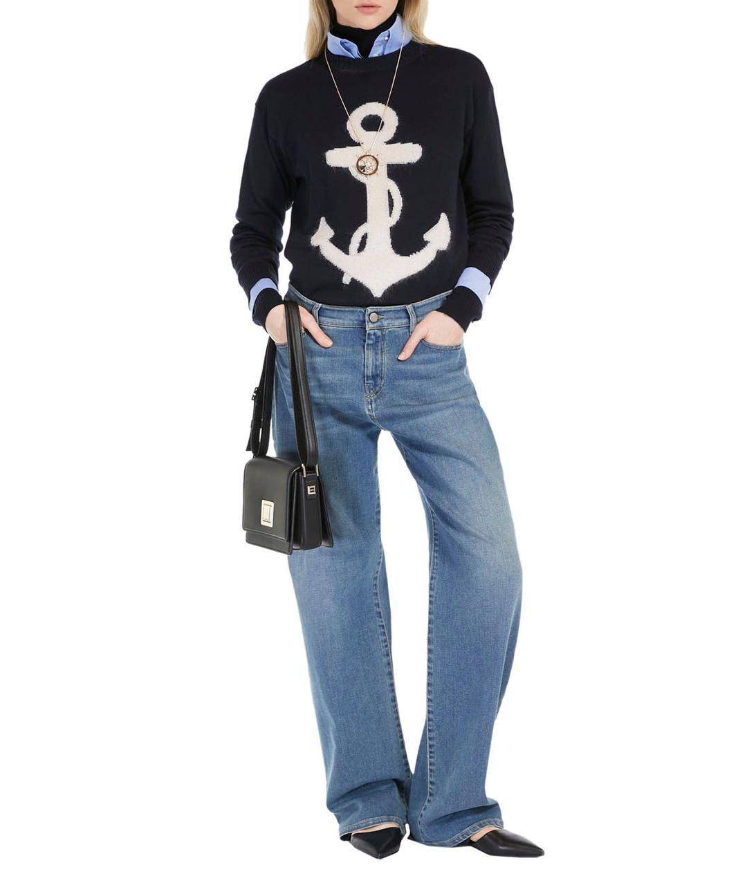 MAX MARA Темно-синий шерстяной джемпер / свитер, фото 2