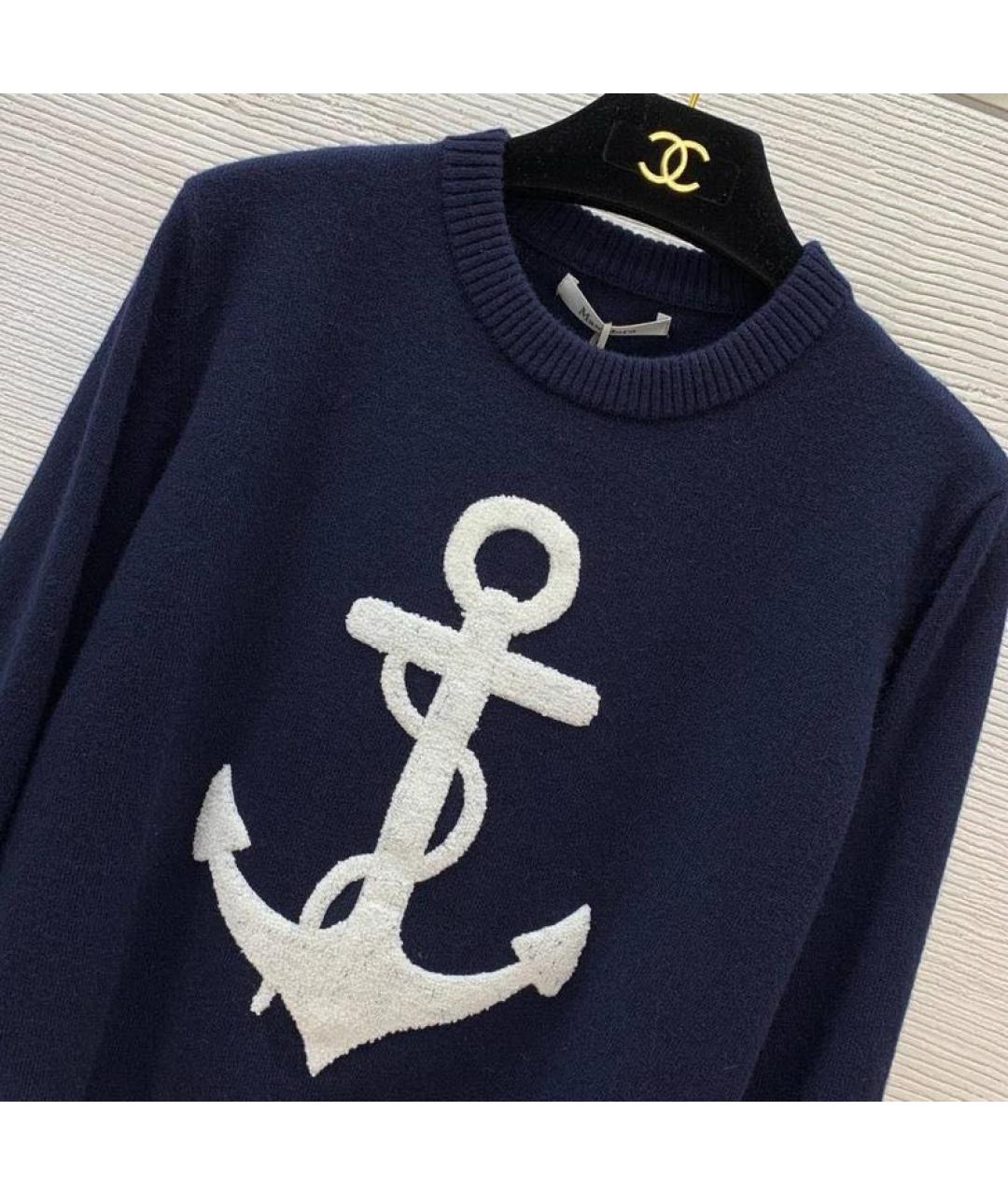 MAX MARA Темно-синий шерстяной джемпер / свитер, фото 5