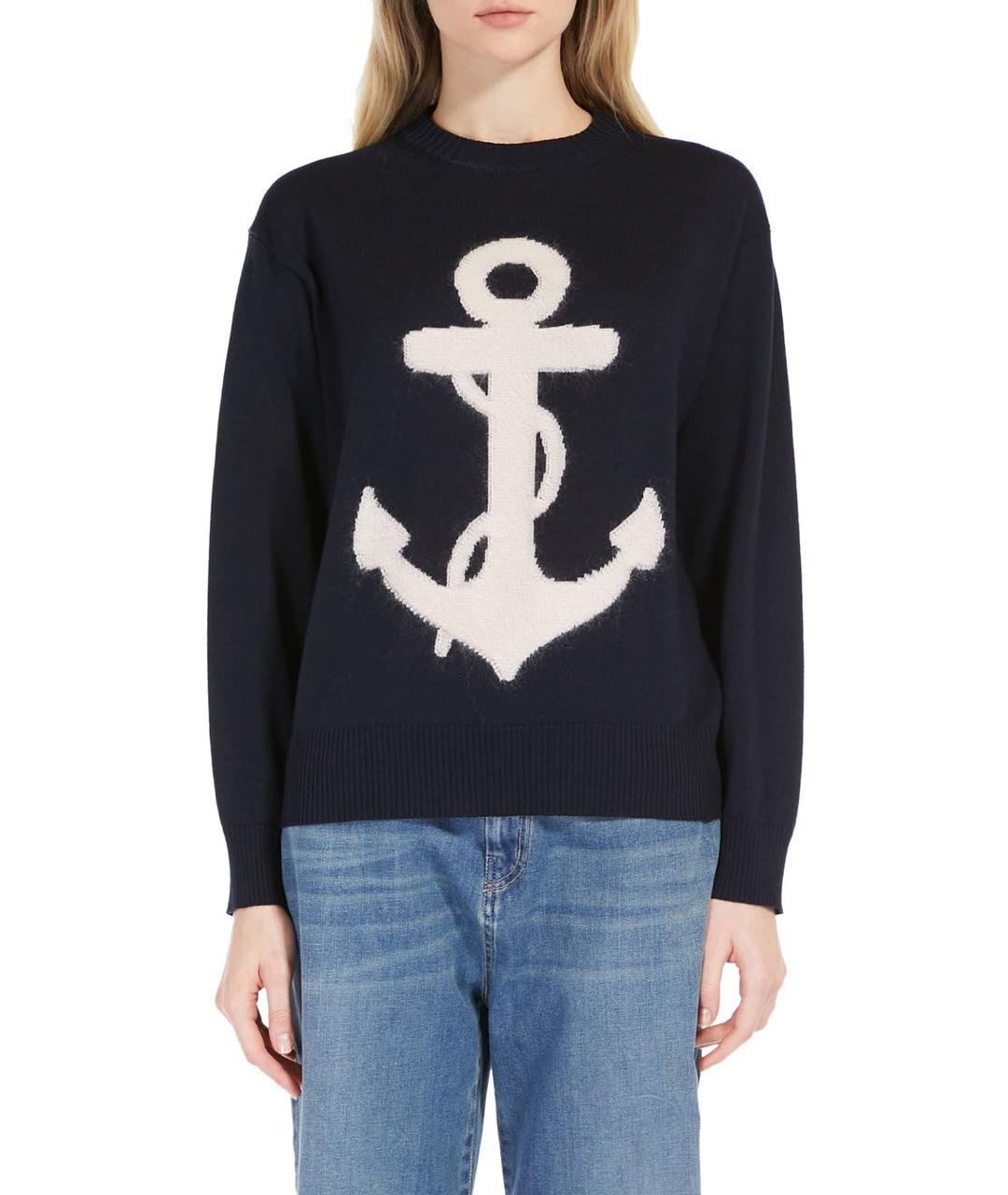 MAX MARA Темно-синий шерстяной джемпер / свитер, фото 3