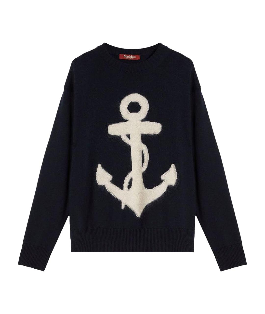 MAX MARA Темно-синий шерстяной джемпер / свитер, фото 1