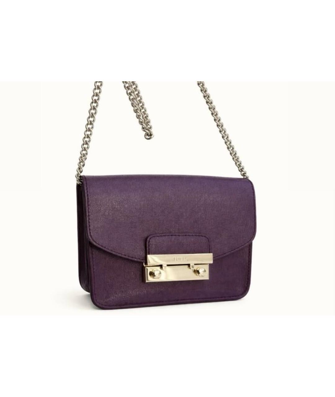FURLA Фиолетовая кожаная сумка через плечо, фото 7