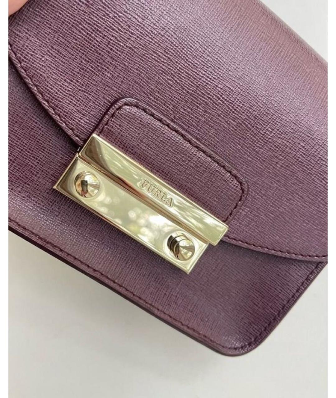 FURLA Фиолетовая кожаная сумка через плечо, фото 2