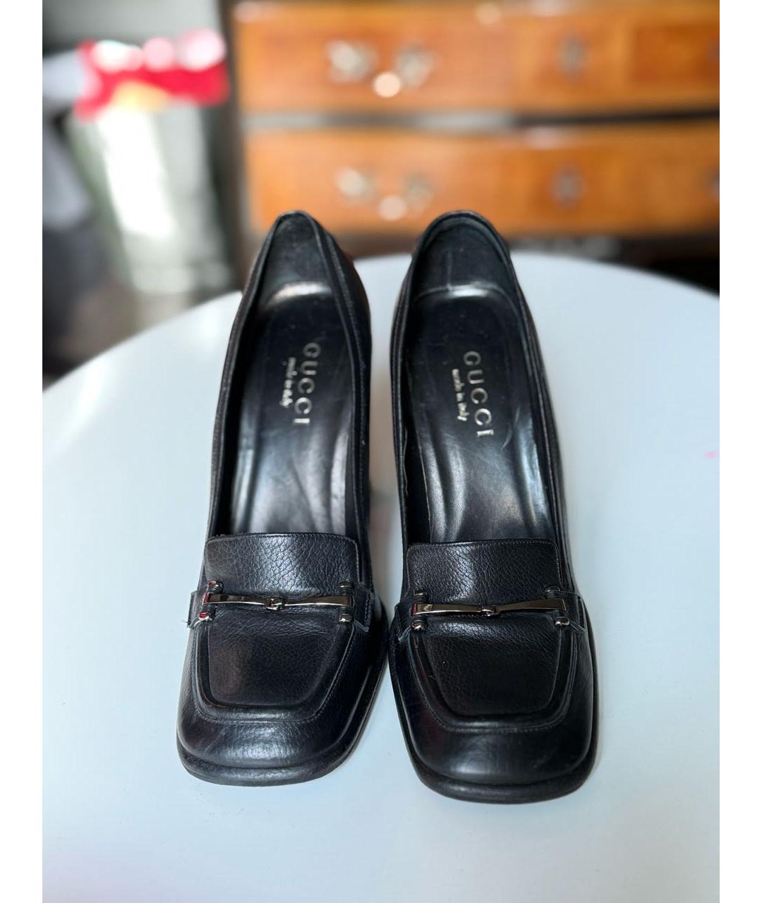 GUCCI Черные кожаные туфли, фото 5