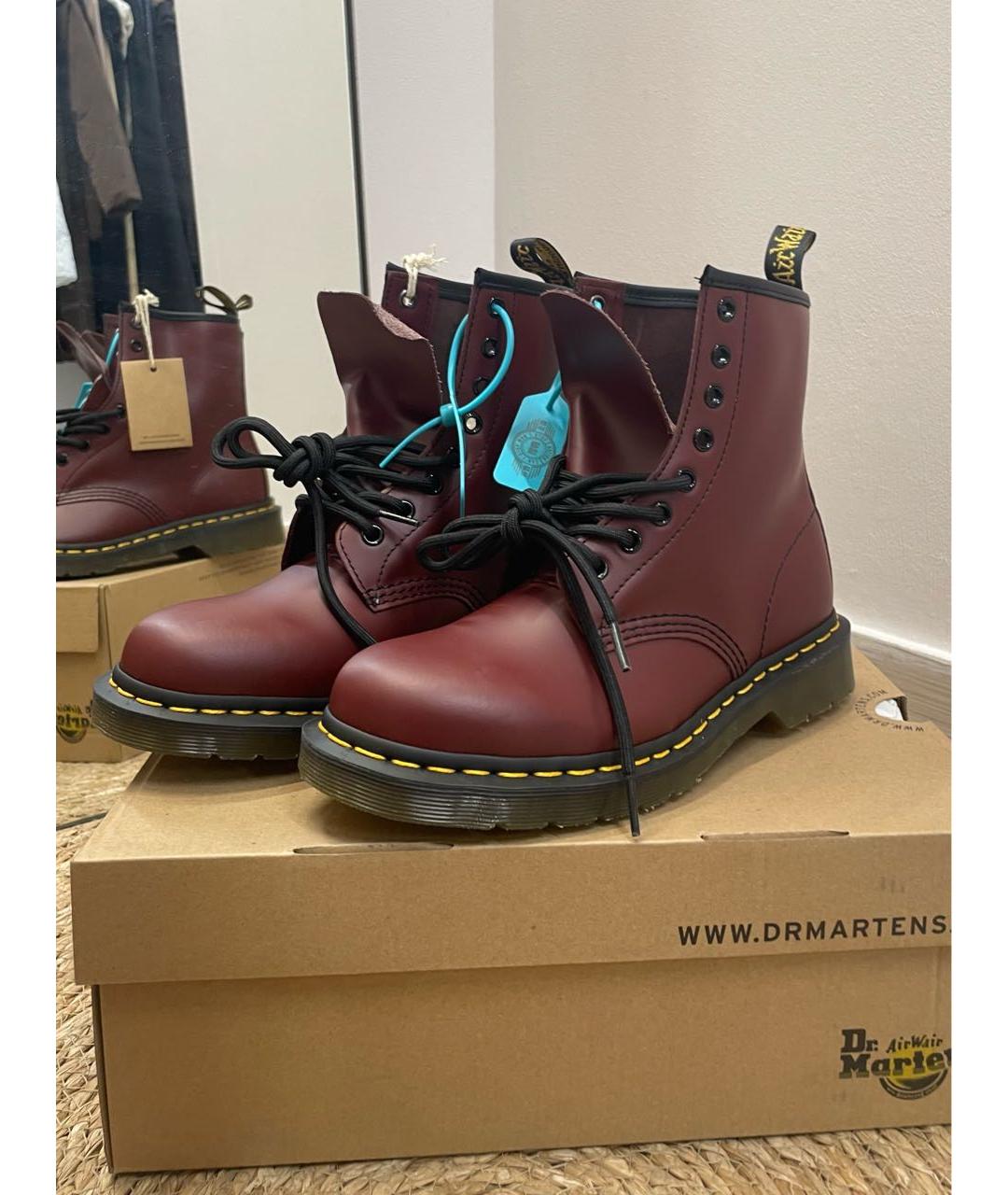DR. MARTENS Бордовые кожаные ботинки, фото 6