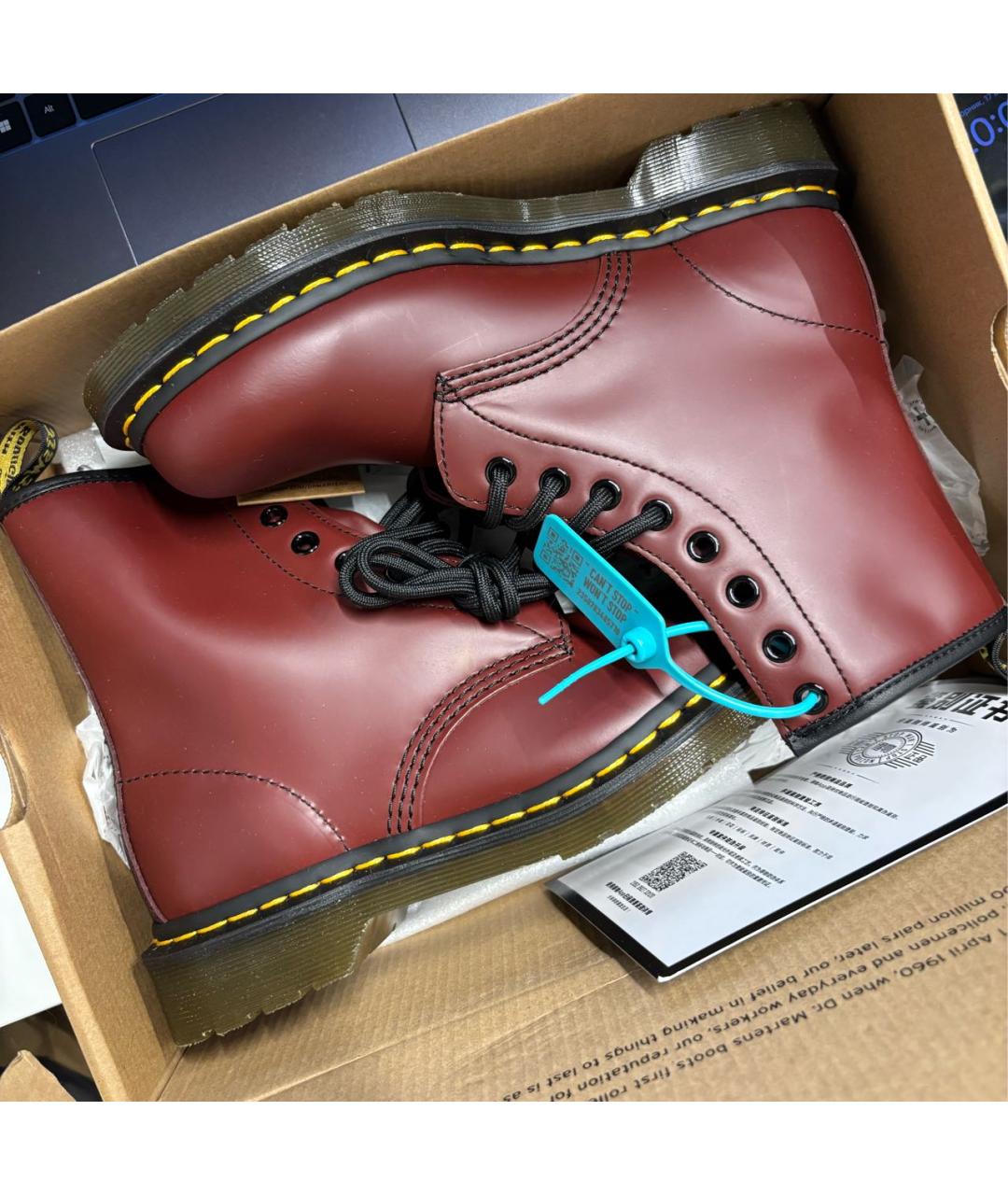 DR. MARTENS Бордовые кожаные ботинки, фото 5