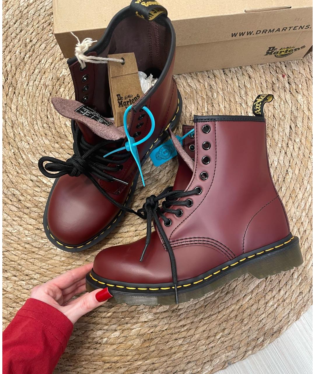 DR. MARTENS Бордовые кожаные ботинки, фото 7