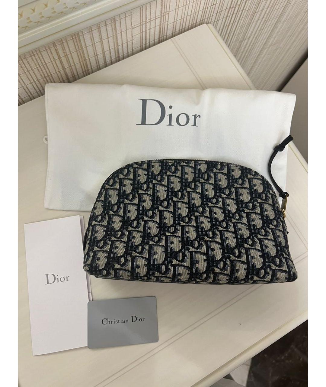 CHRISTIAN DIOR Темно-синяя жаккардовая косметичка, фото 7
