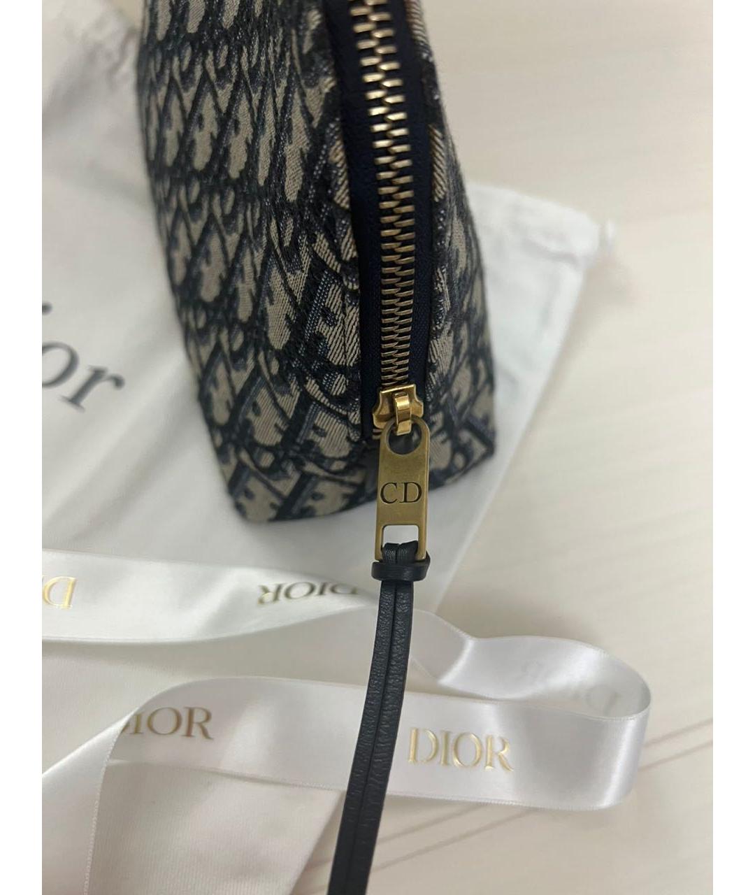 CHRISTIAN DIOR Темно-синяя жаккардовая косметичка, фото 3