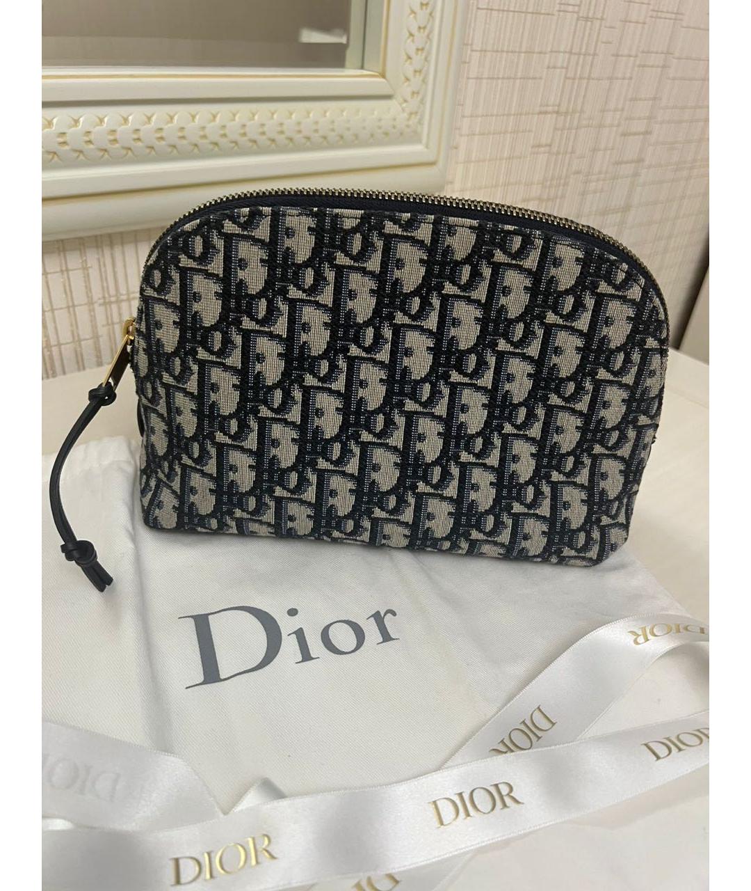 CHRISTIAN DIOR Темно-синяя жаккардовая косметичка, фото 2