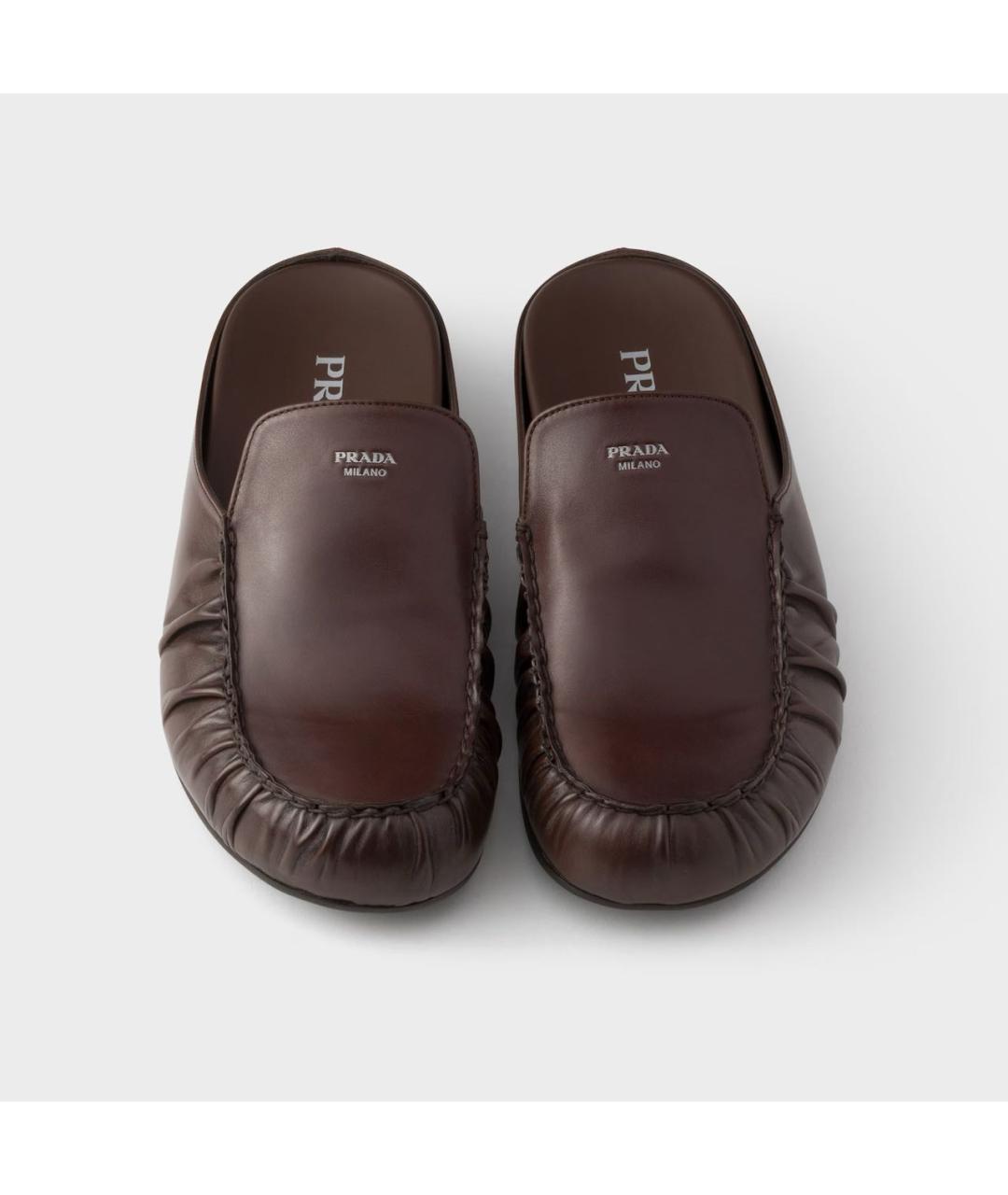 PRADA Коричневые кожаные лоферы, фото 3