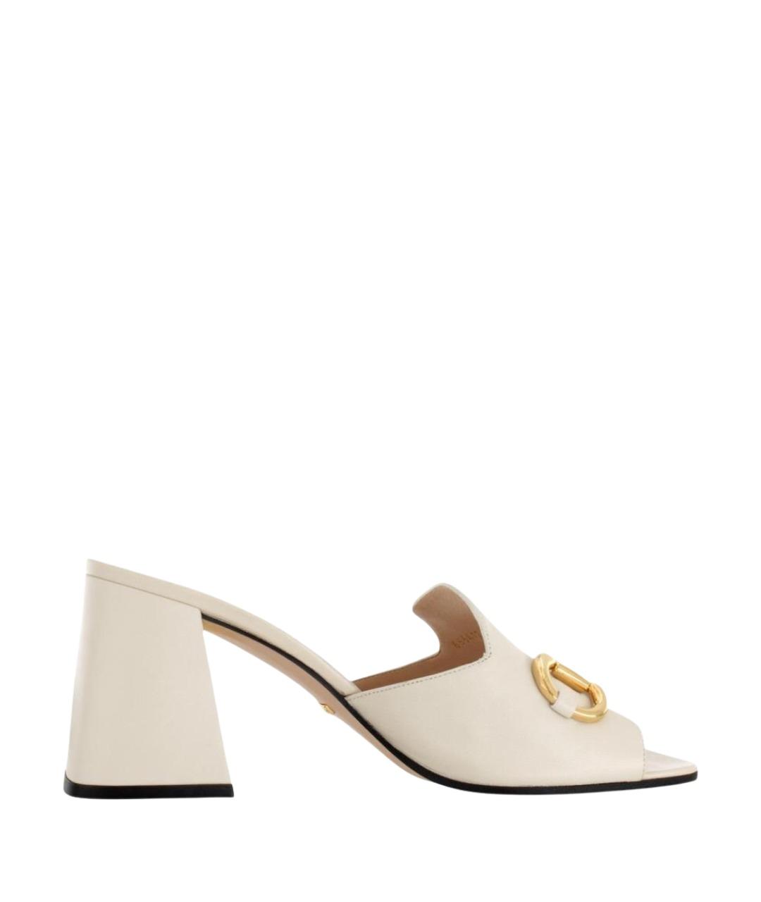 GUCCI Белые кожаные босоножки, фото 1