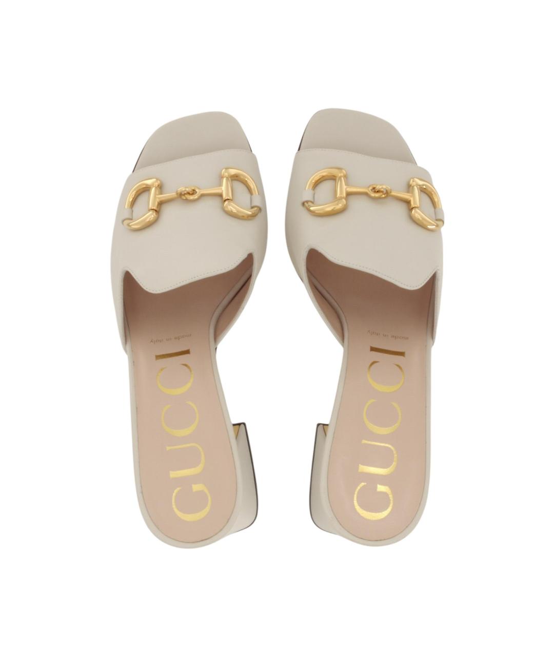 GUCCI Белые кожаные босоножки, фото 4