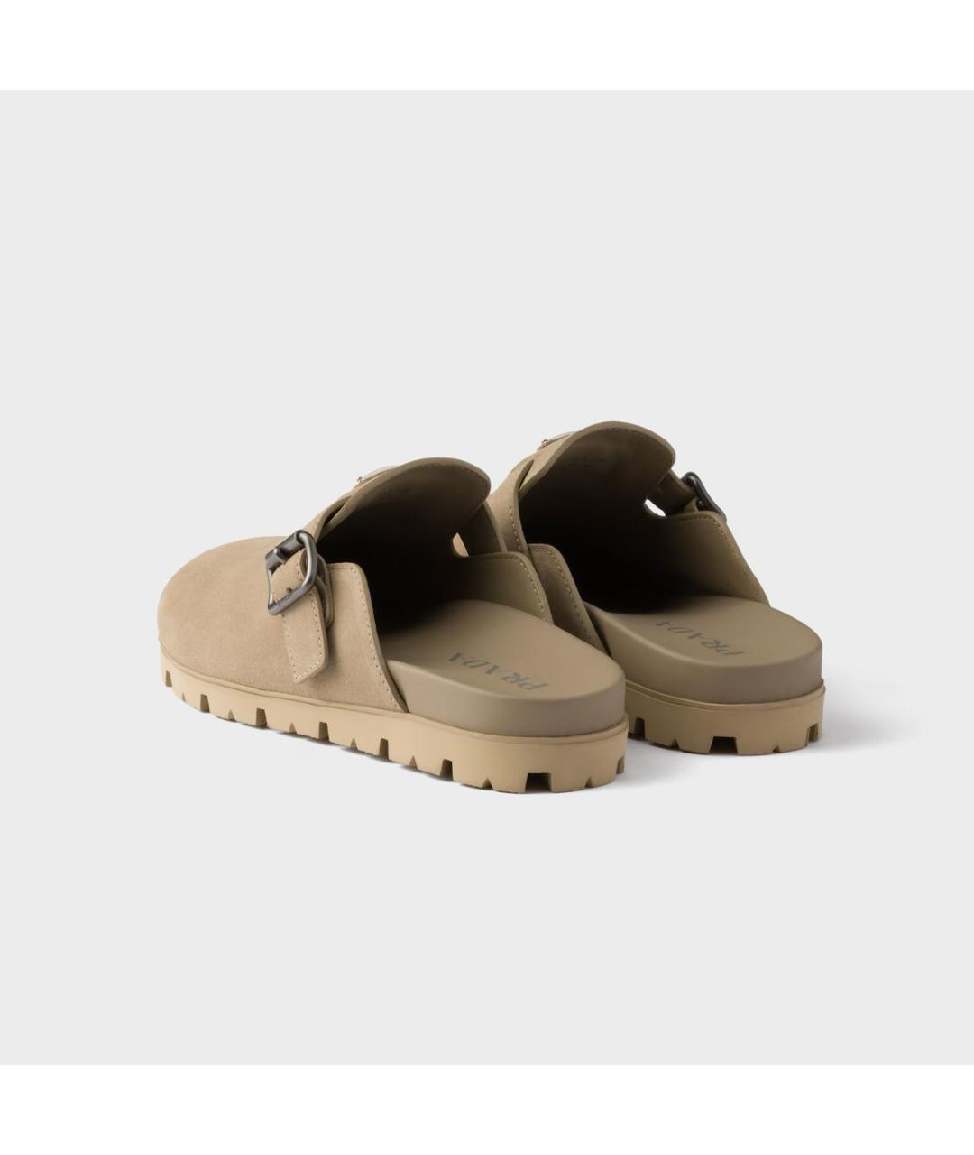 PRADA Бежевые замшевые шлепанцы, фото 5