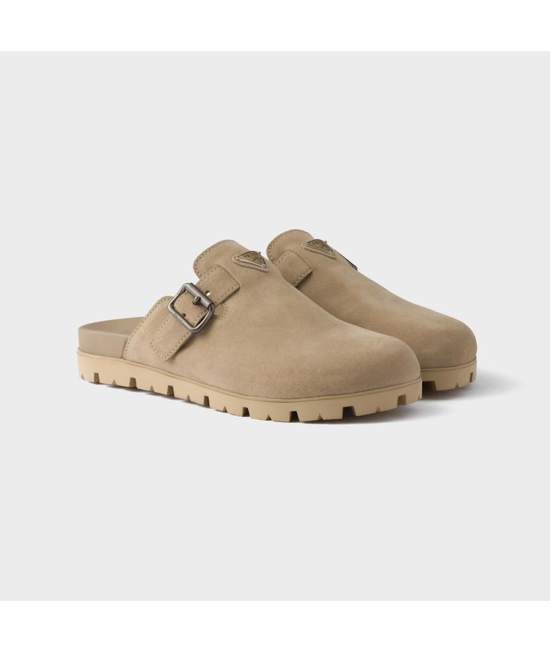 PRADA Бежевые замшевые шлепанцы, фото 2