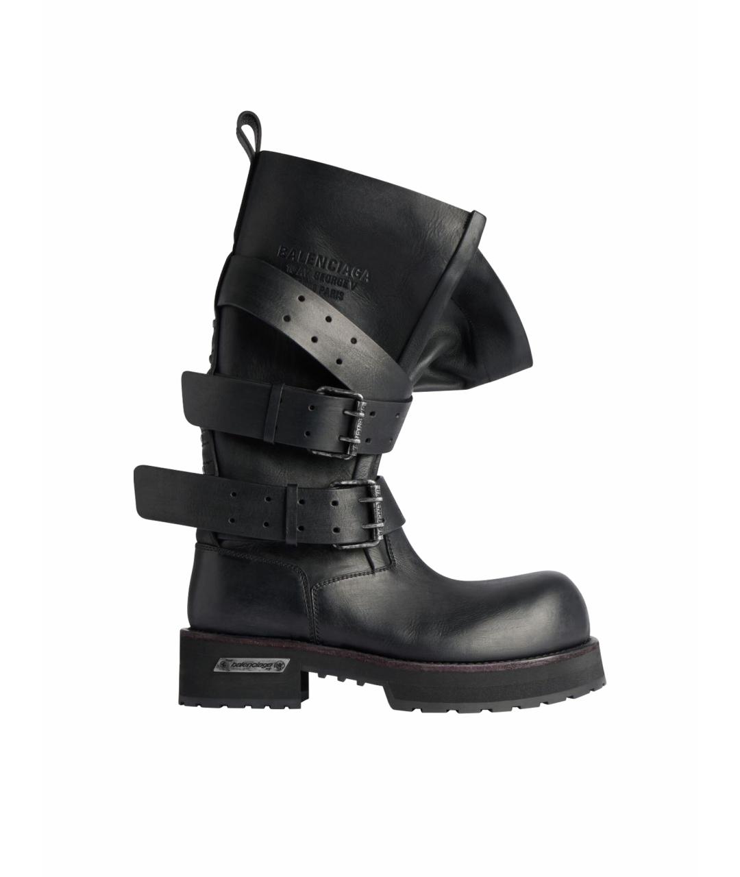 BALENCIAGA Черные кожаные ботинки, фото 1