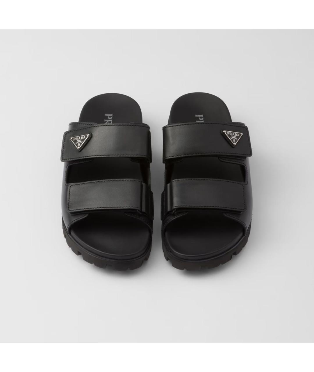 PRADA Черные кожаные шлепанцы, фото 3