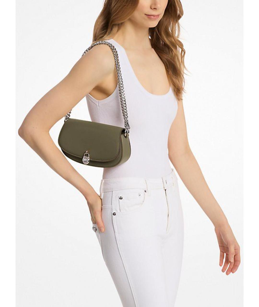 MICHAEL KORS Хаки кожаная сумка через плечо, фото 3