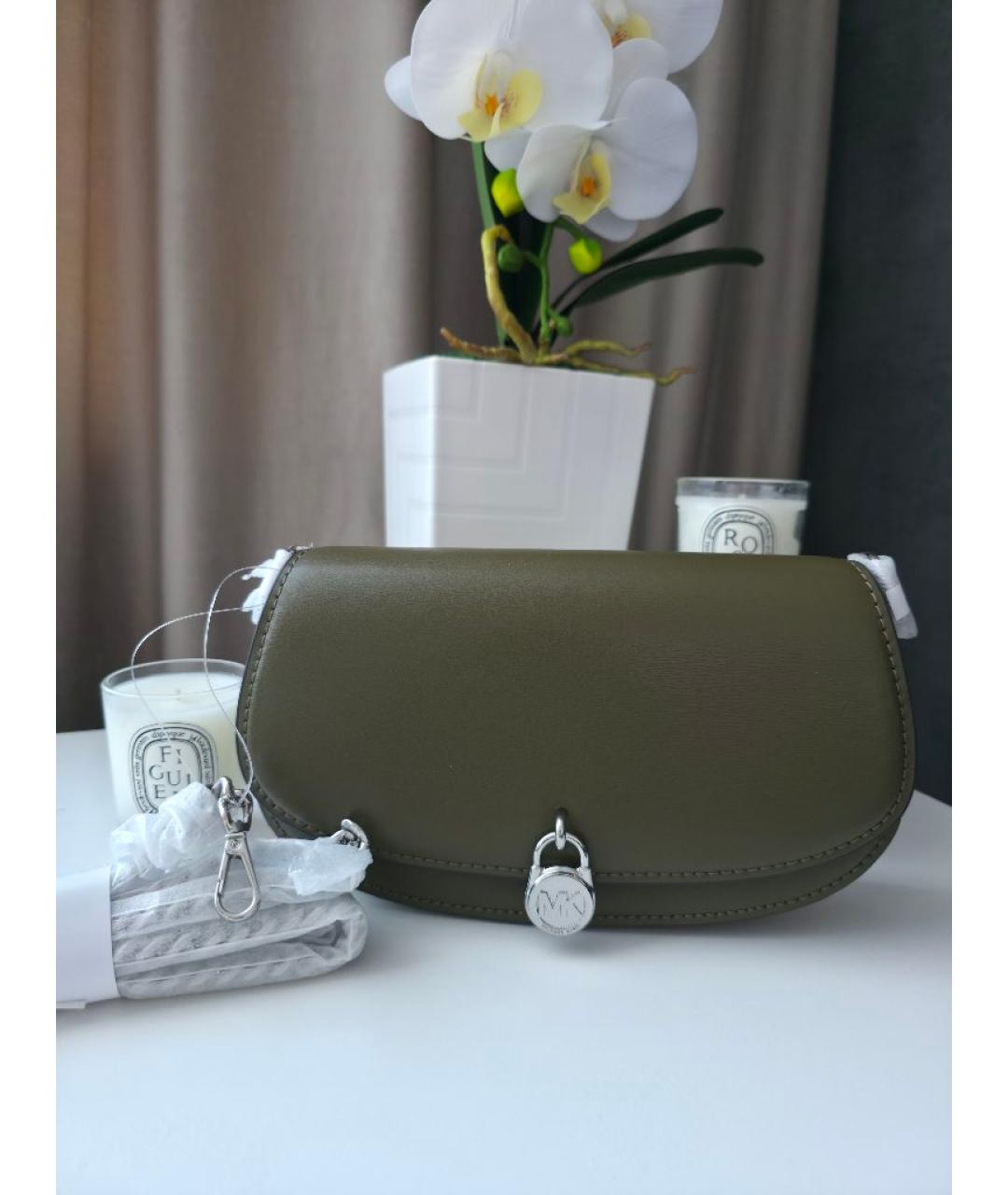 MICHAEL KORS Хаки кожаная сумка через плечо, фото 4