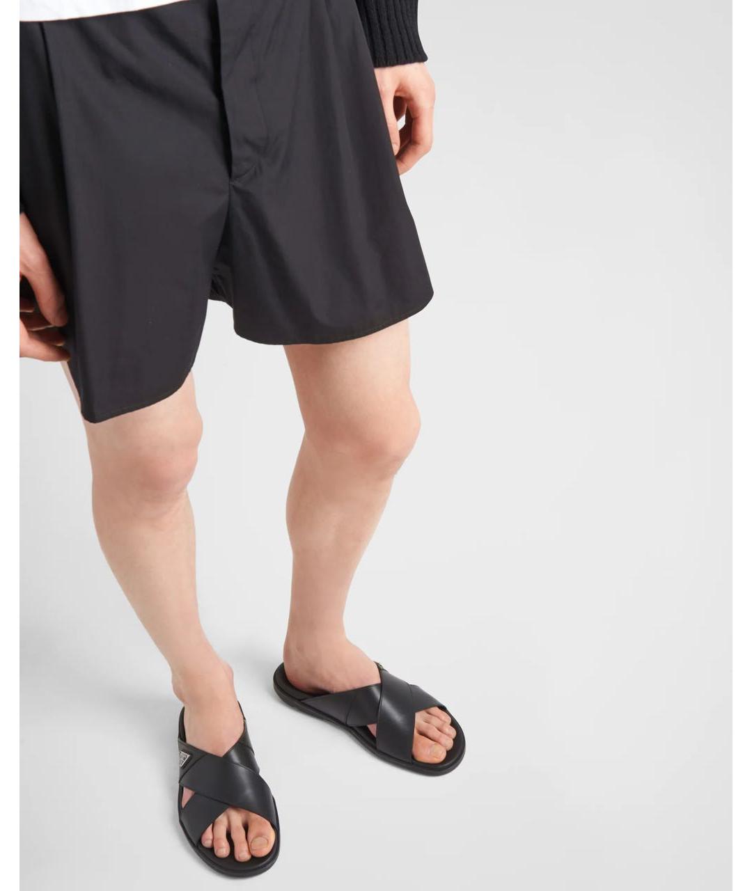 PRADA Черные кожаные шлепанцы, фото 3