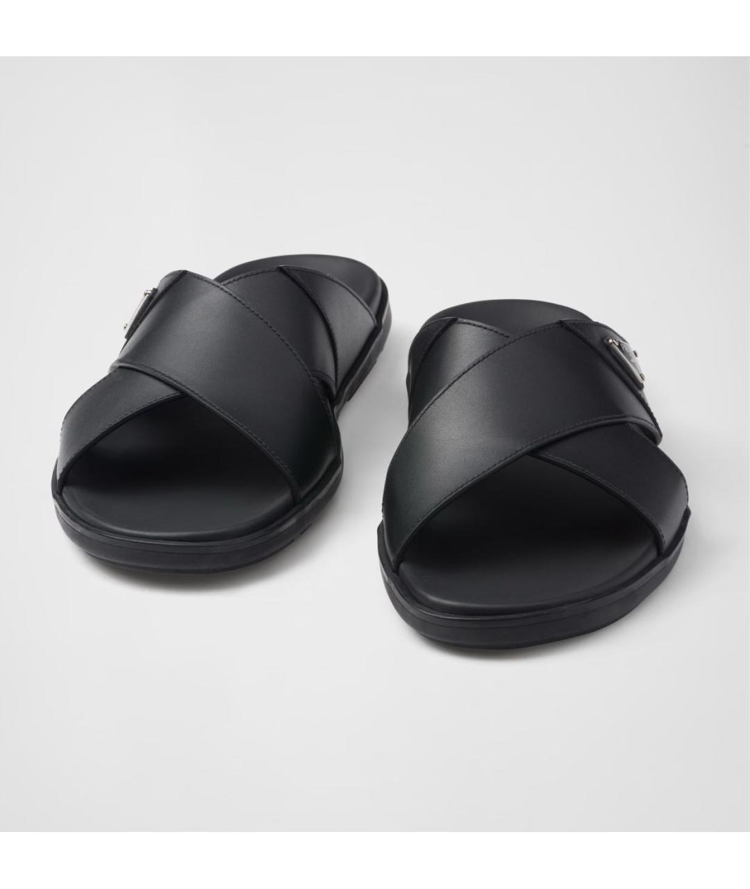 PRADA Черные кожаные шлепанцы, фото 6