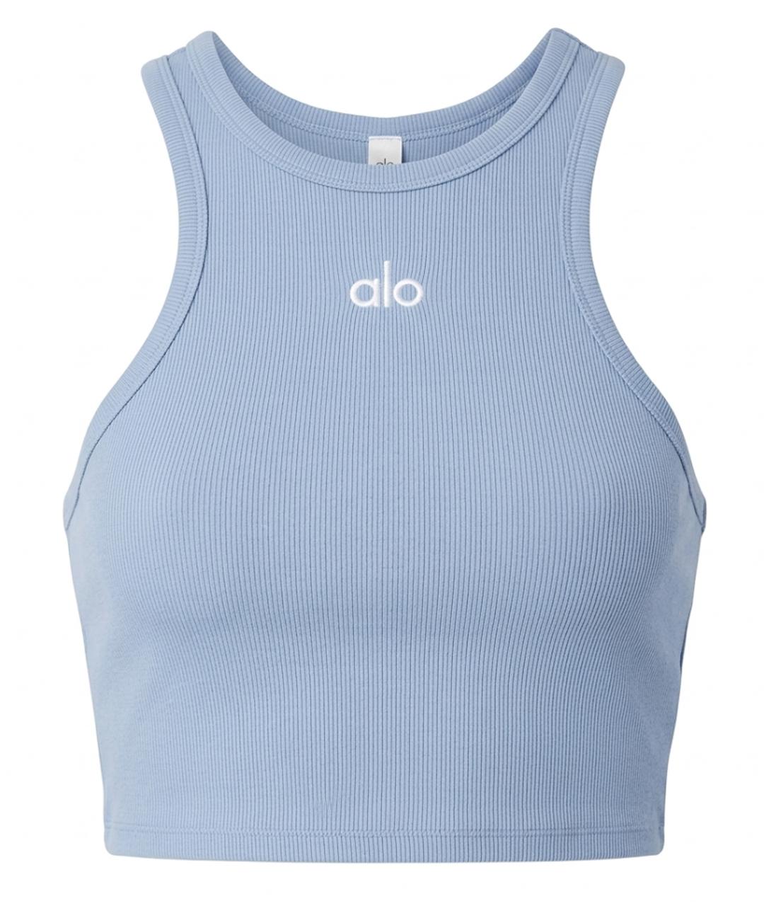 ALO YOGA Голубая полиэстеровая майка, фото 1