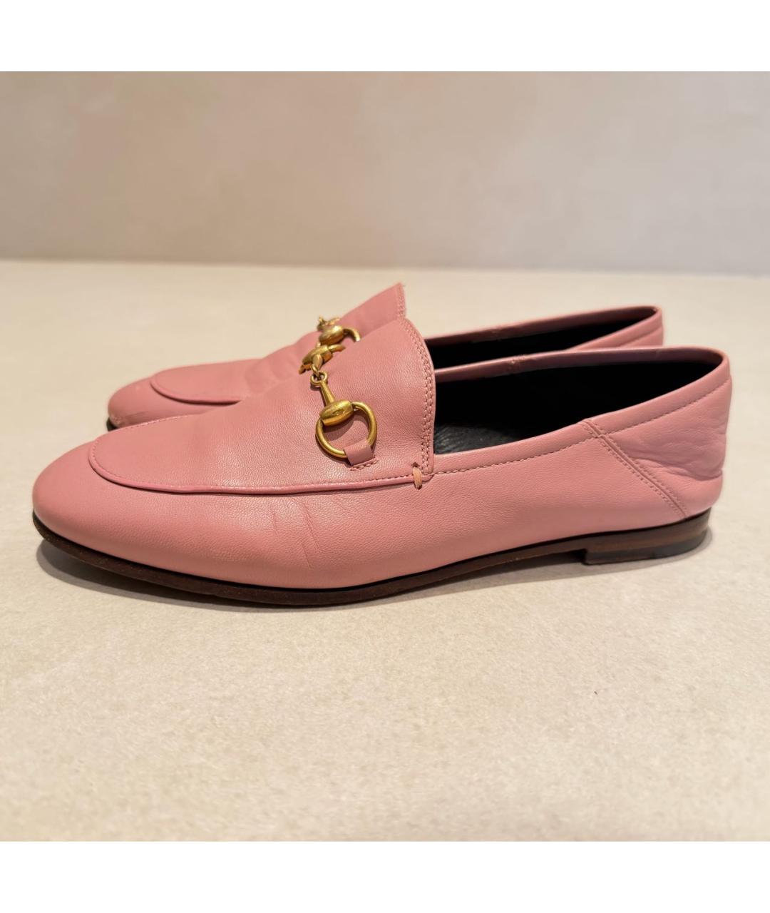 GUCCI Коралловые кожаные лоферы, фото 4