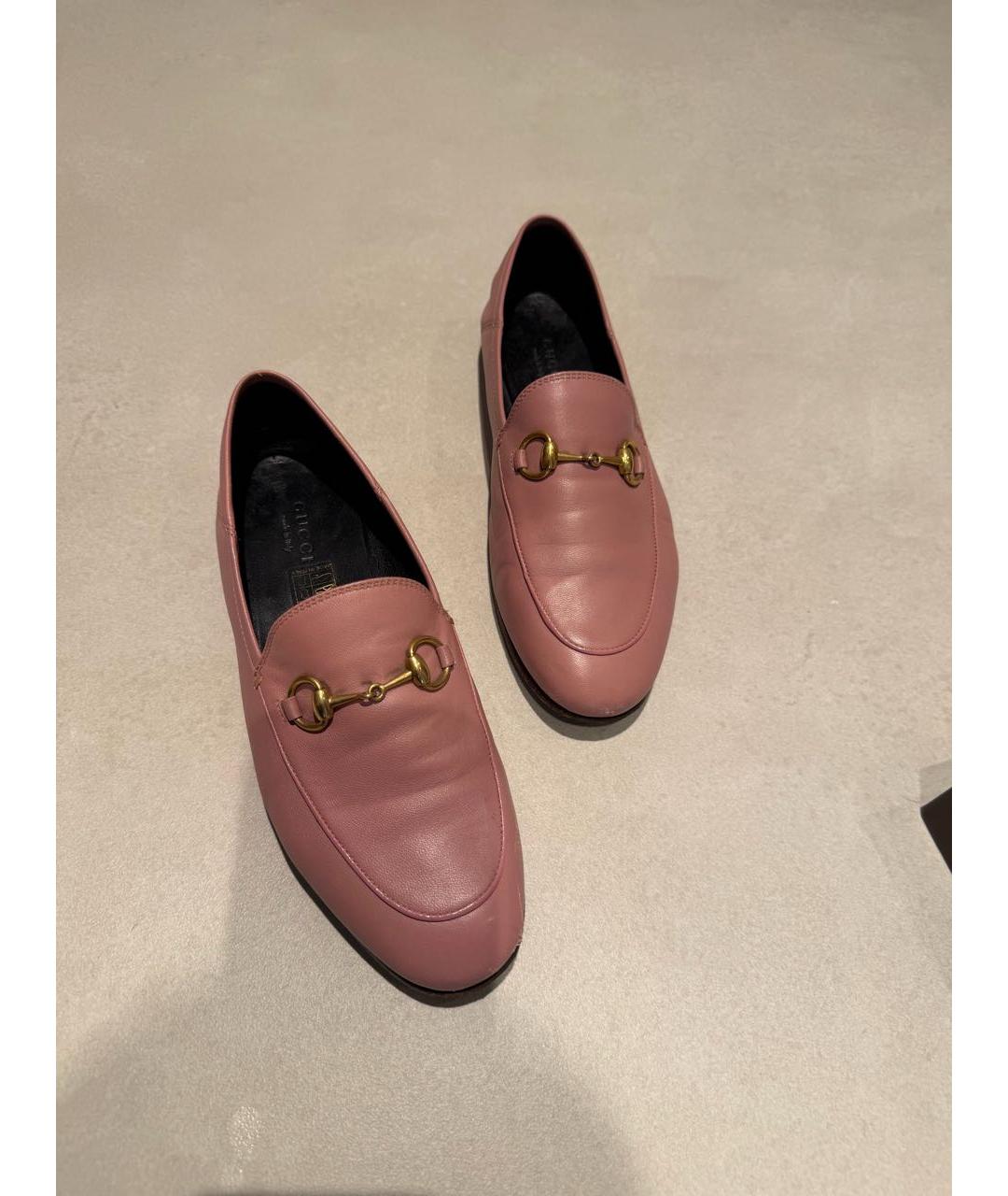 GUCCI Коралловые кожаные лоферы, фото 8