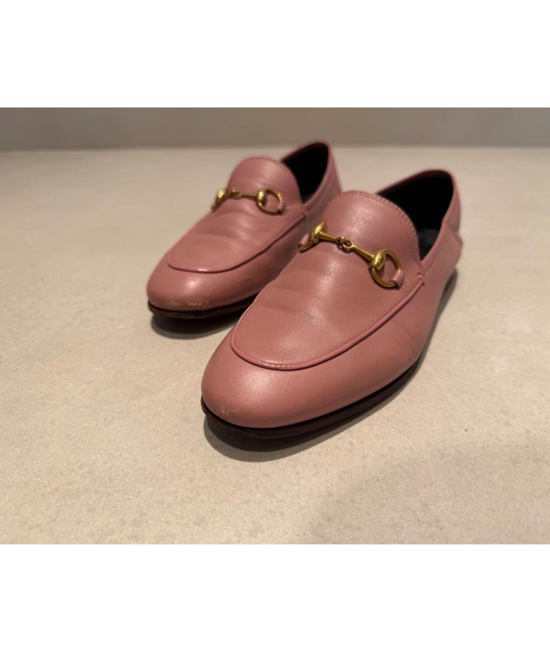 GUCCI Коралловые кожаные лоферы, фото 7