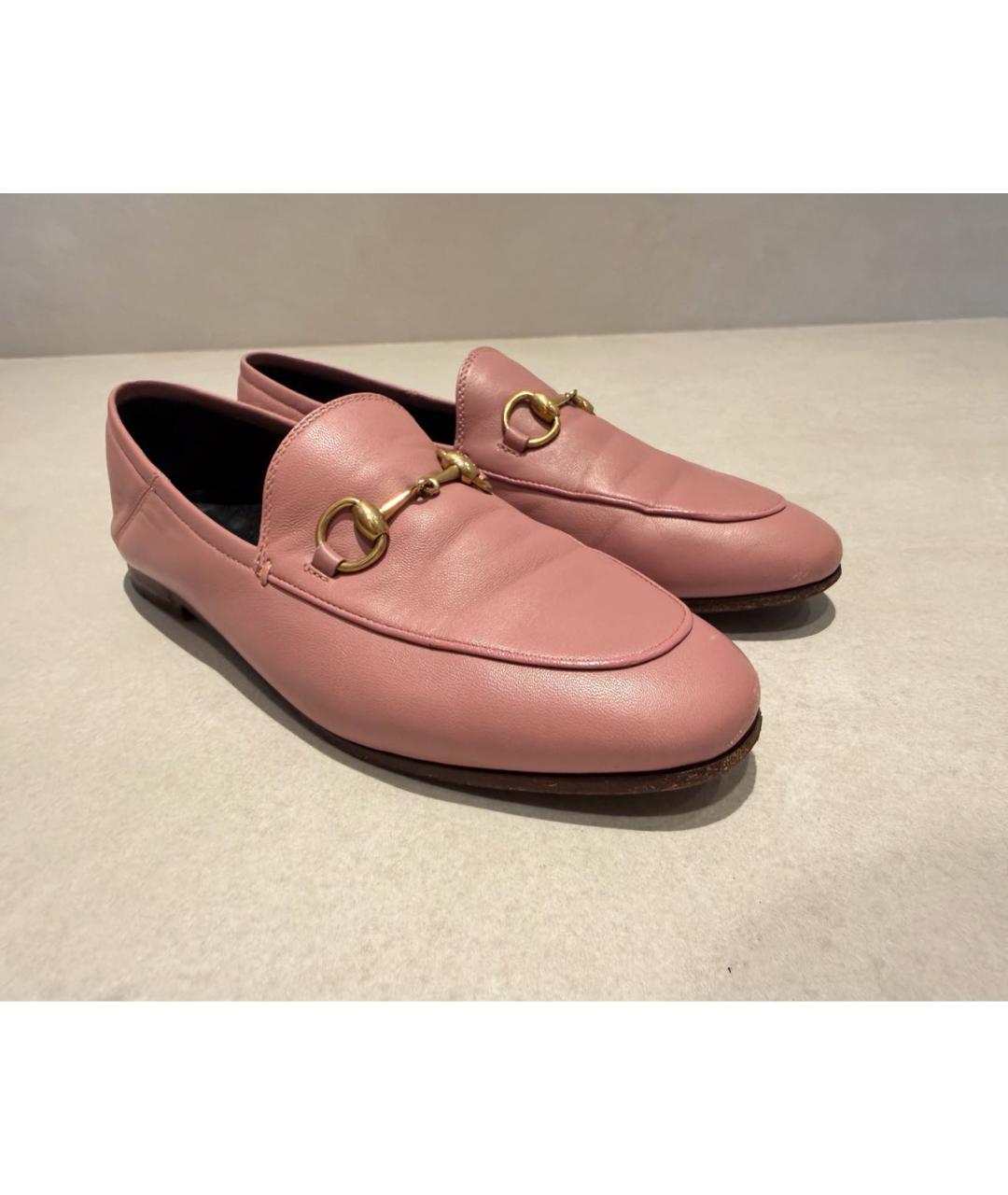 GUCCI Коралловые кожаные лоферы, фото 6