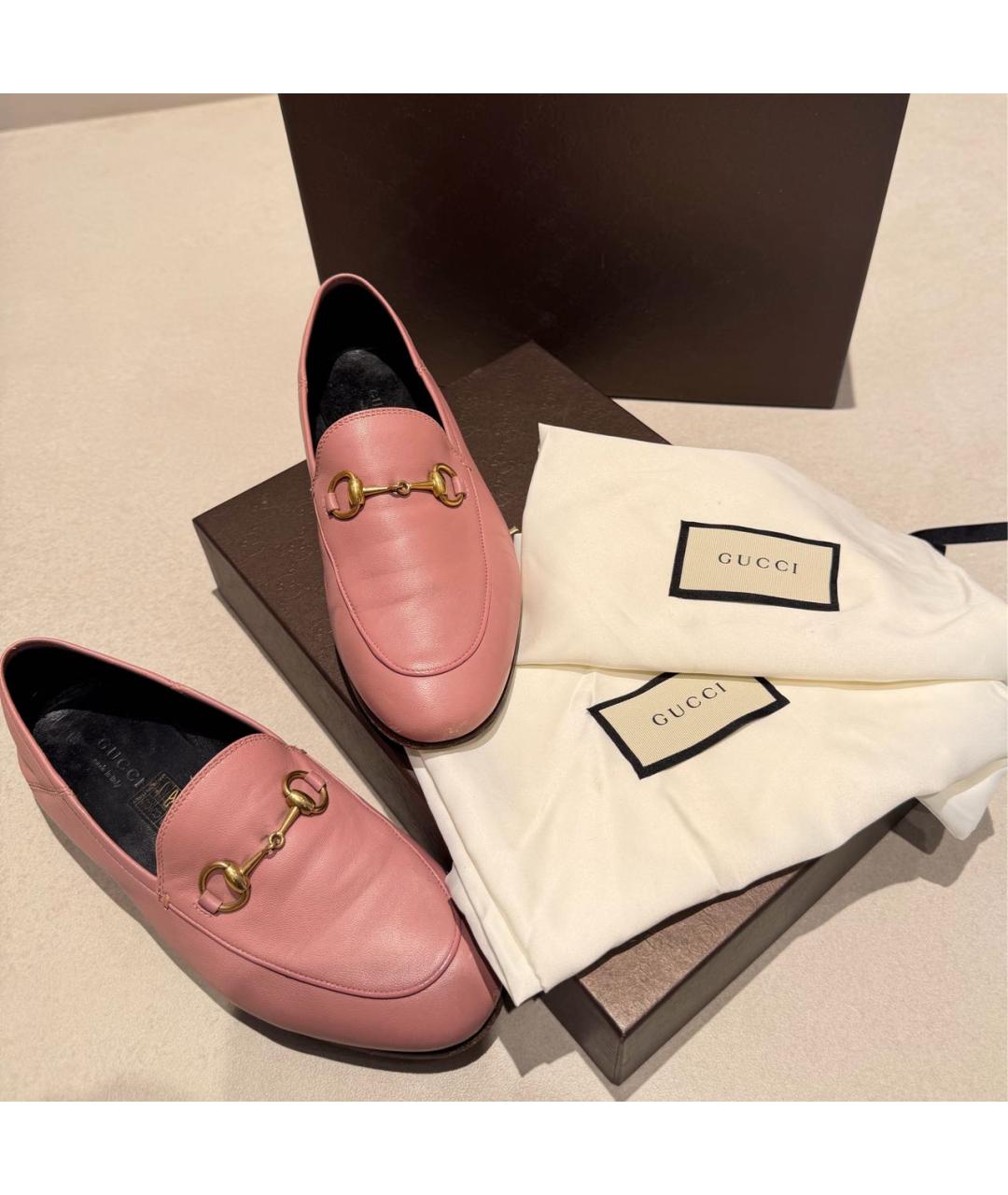 GUCCI Коралловые кожаные лоферы, фото 3