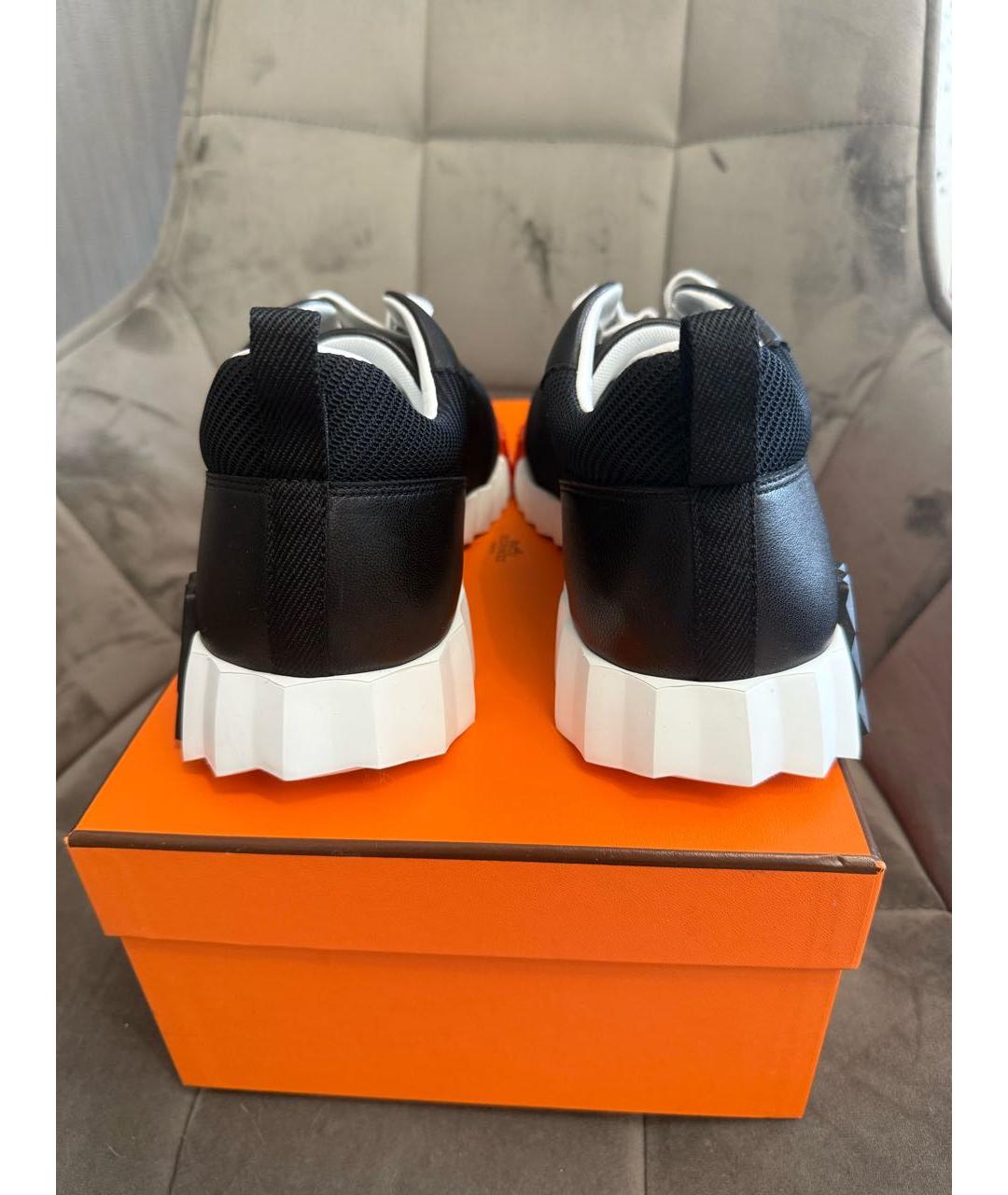 HERMES Черные кожаные низкие кроссовки / кеды, фото 5