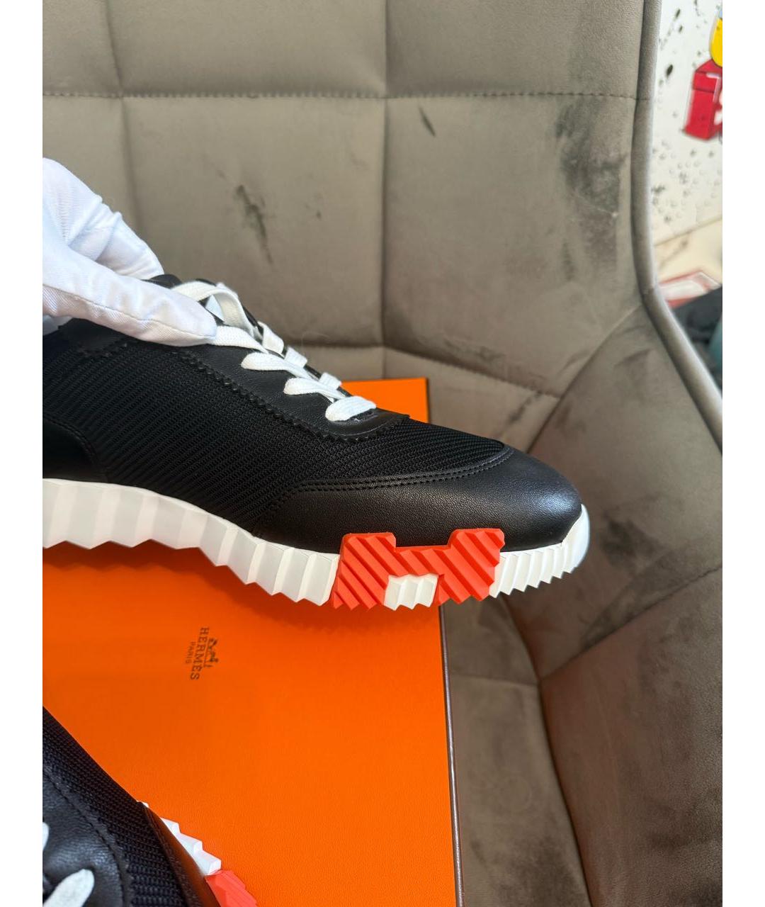 HERMES Черные кожаные низкие кроссовки / кеды, фото 7