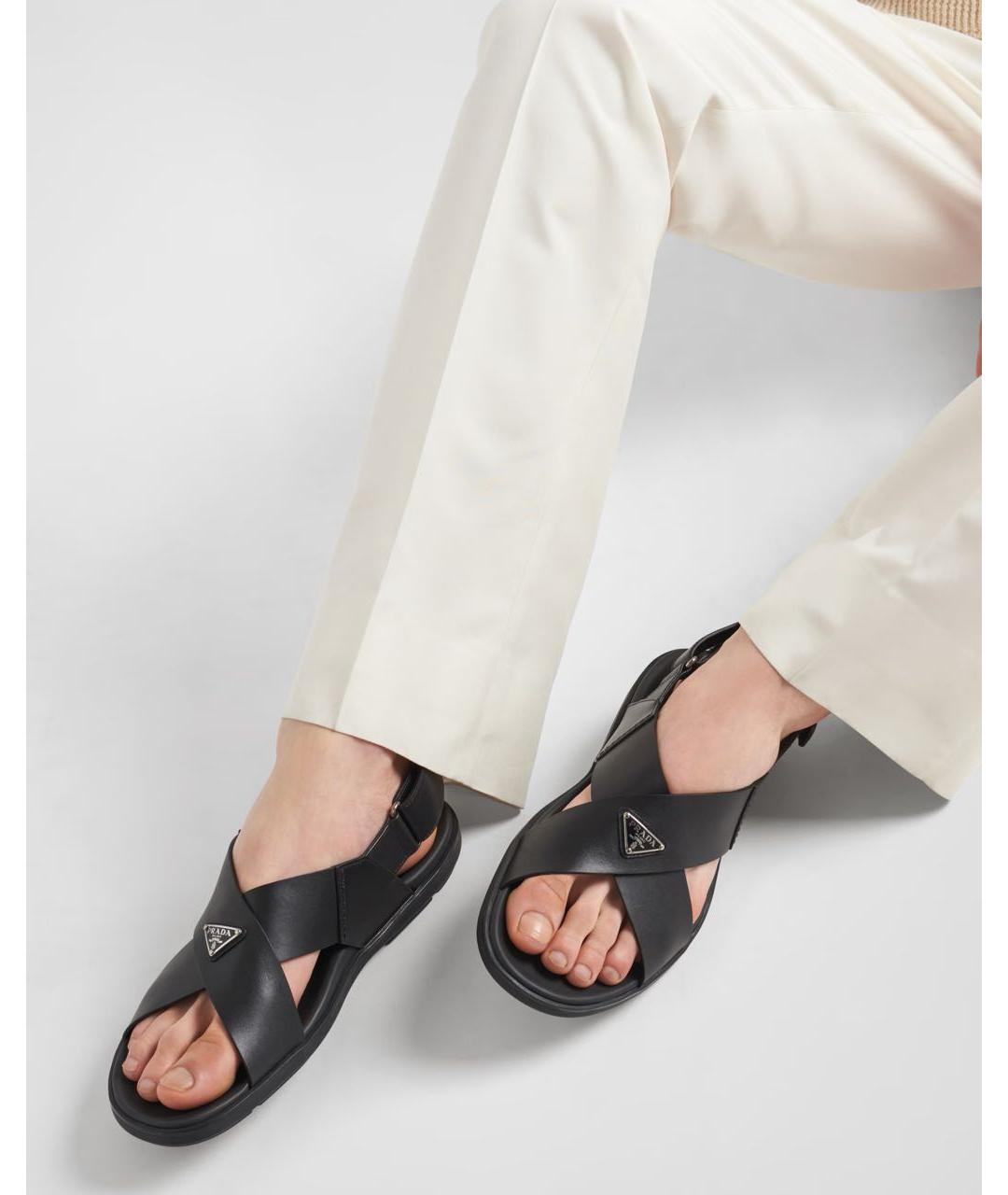 PRADA Черные кожаные сандалии, фото 3