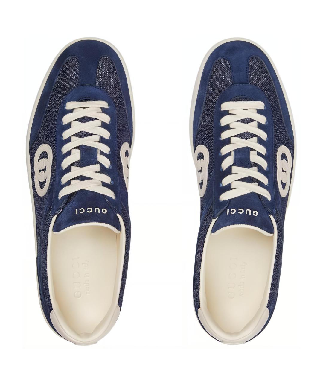GUCCI Синие замшевые низкие кроссовки / кеды, фото 4