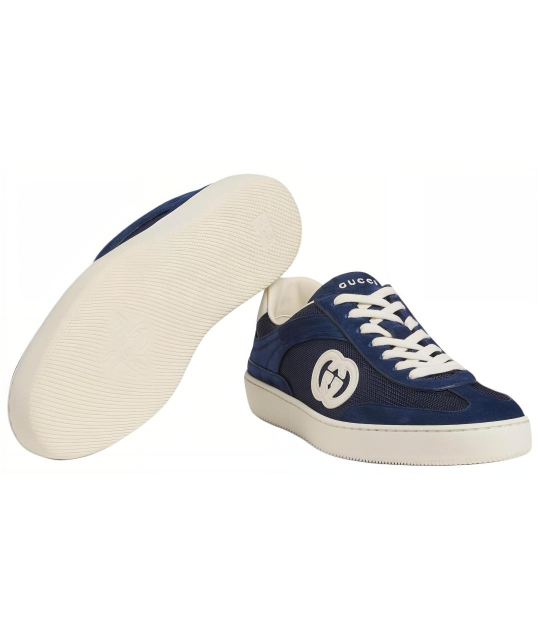 GUCCI Синие замшевые низкие кроссовки / кеды, фото 5