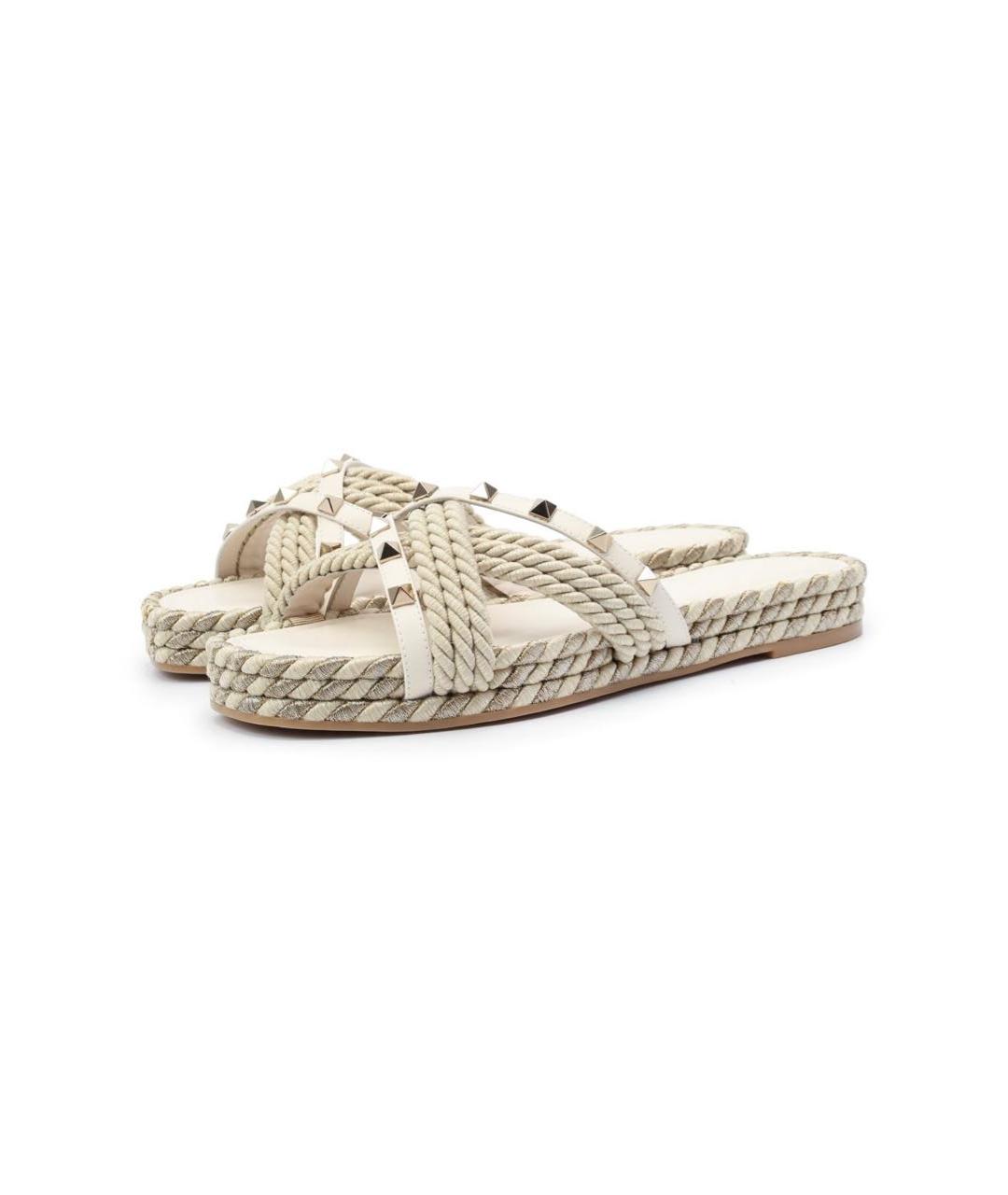 VALENTINO Белые кожаные шлепанцы, фото 6