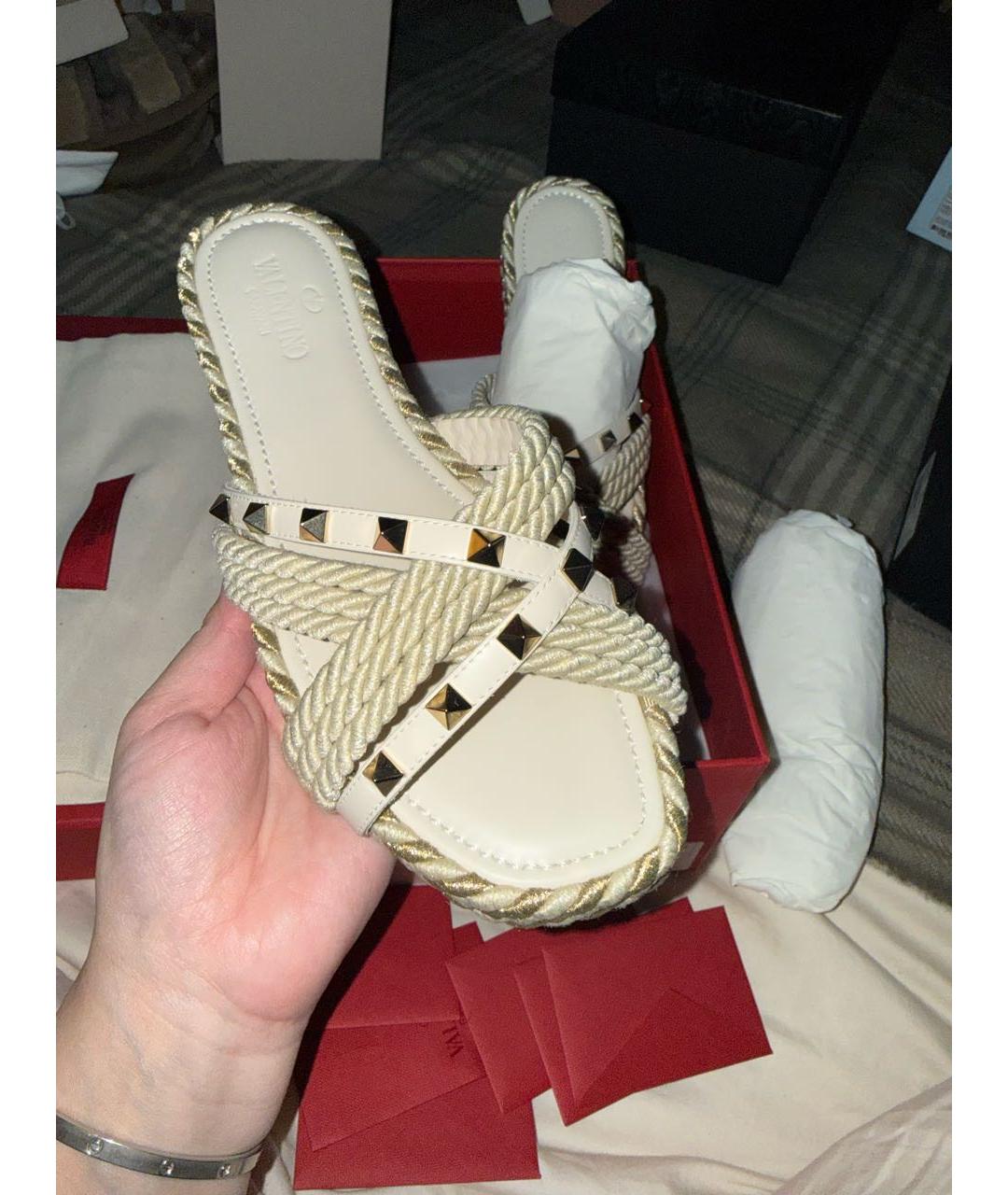 VALENTINO Белые кожаные шлепанцы, фото 2