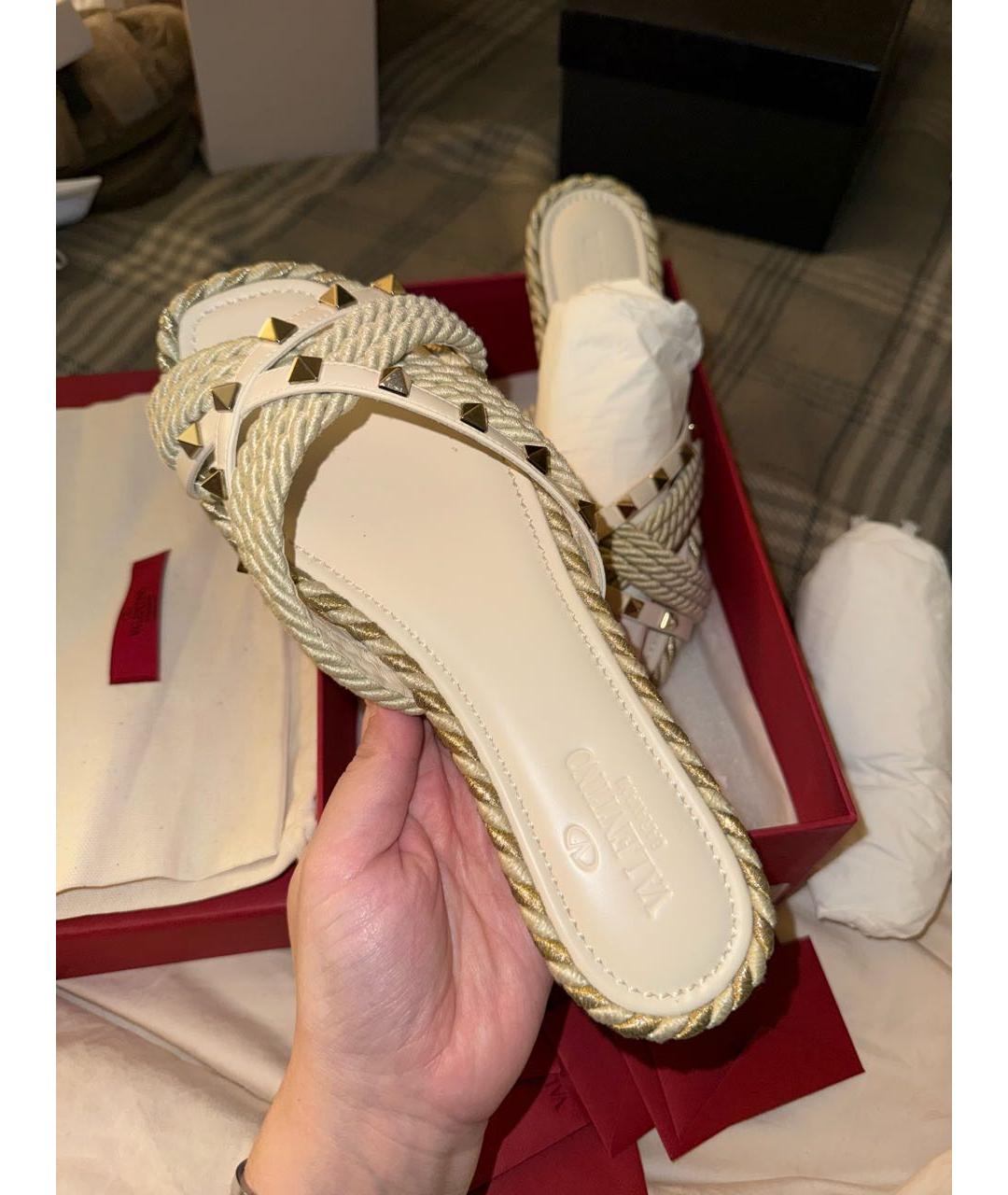 VALENTINO Белые кожаные шлепанцы, фото 3