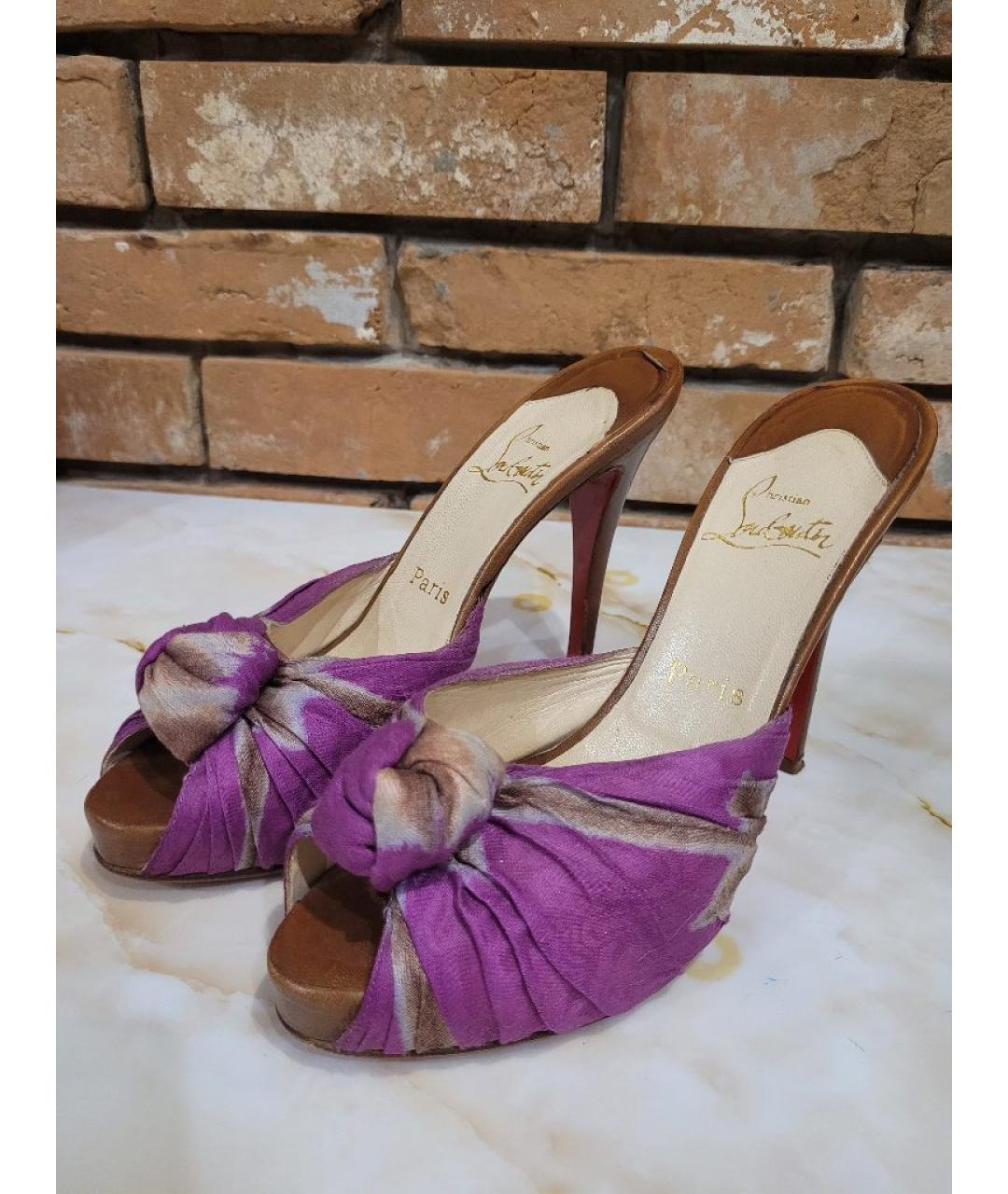 CHRISTIAN LOUBOUTIN Розовые текстильные босоножки, фото 2