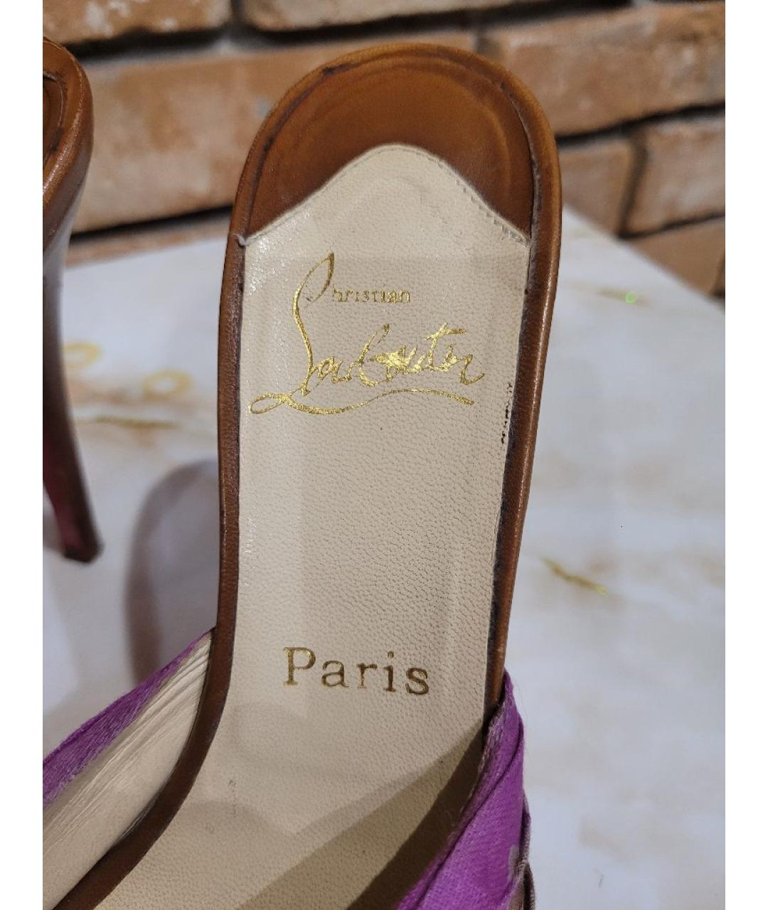 CHRISTIAN LOUBOUTIN Розовые текстильные босоножки, фото 5