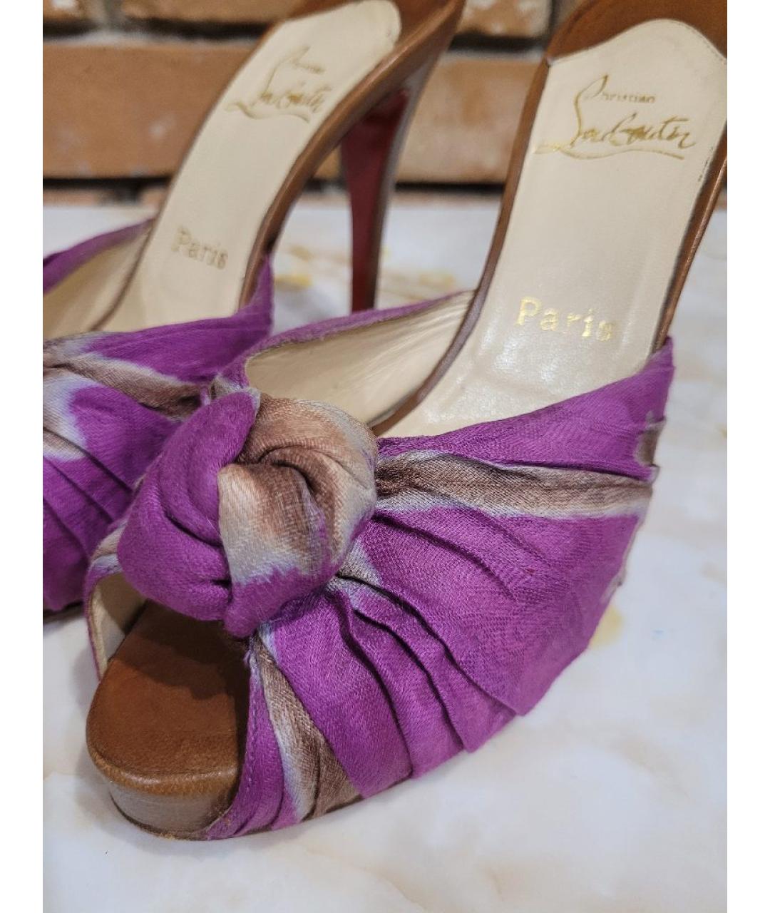 CHRISTIAN LOUBOUTIN Розовые текстильные босоножки, фото 4