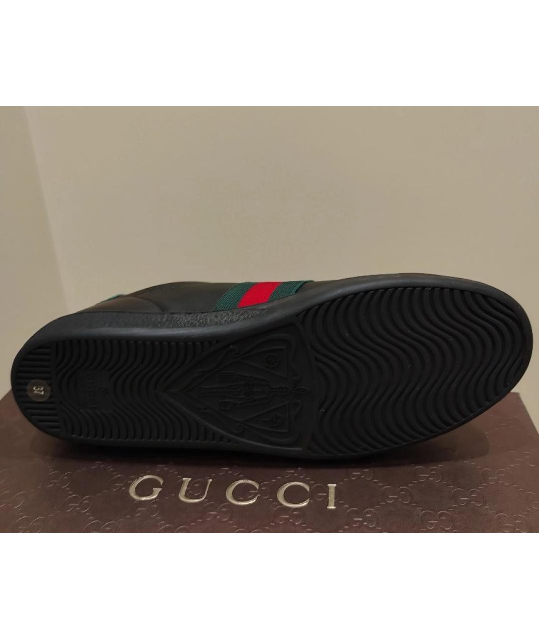 GUCCI Черные кожаные кроссовки, фото 5