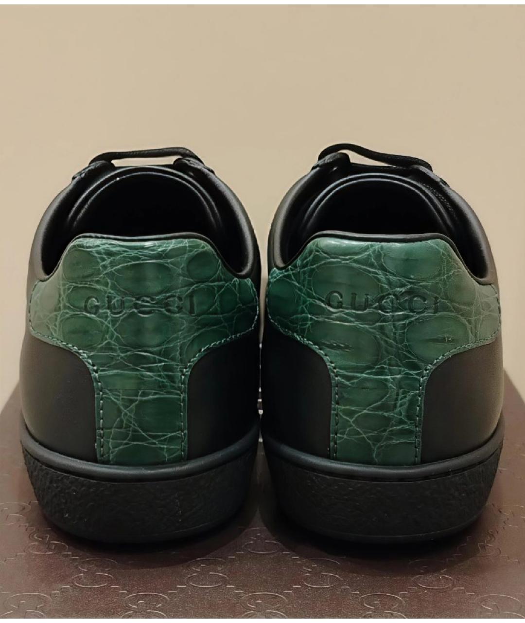 GUCCI Черные кожаные кроссовки, фото 4