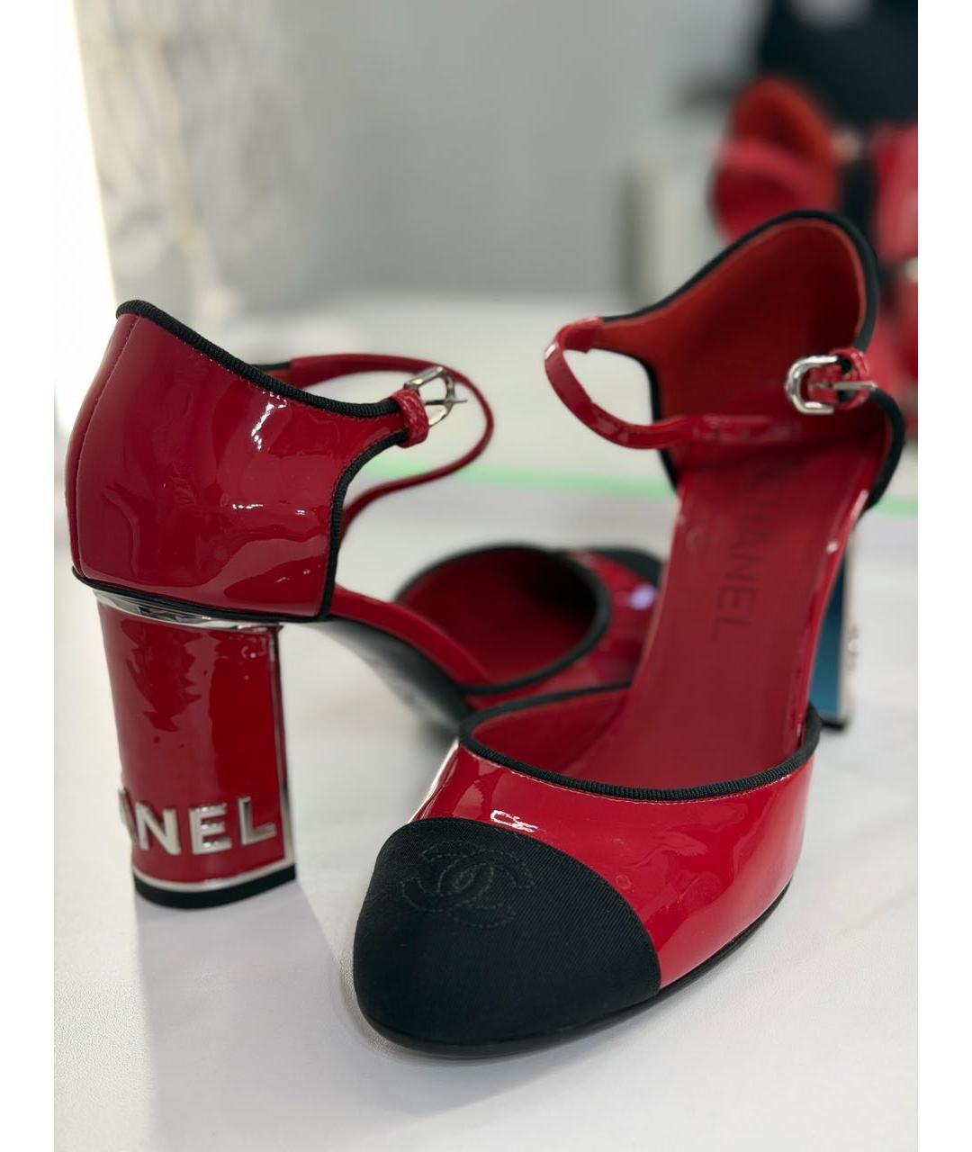 CHANEL Красные кожаные туфли, фото 5