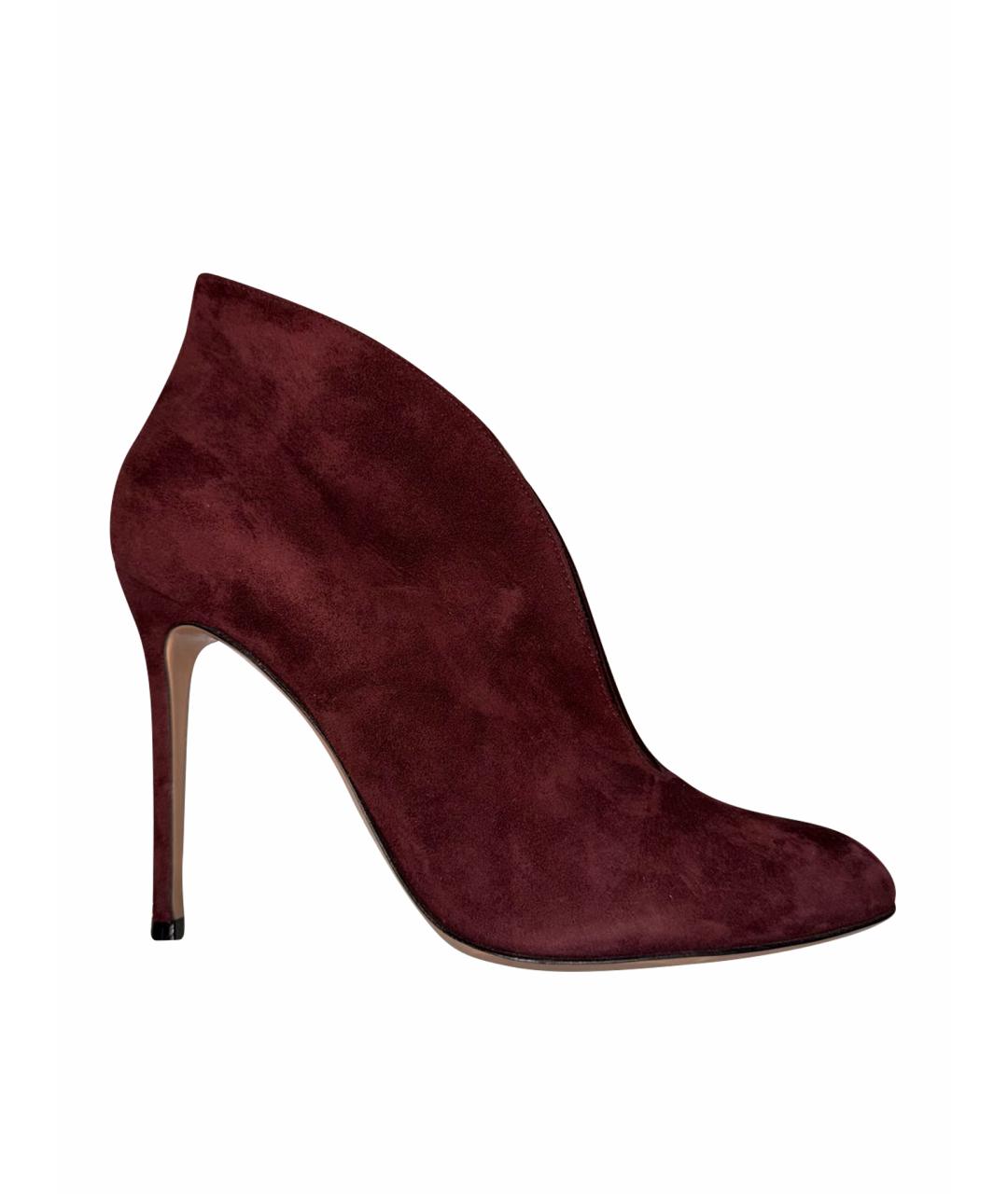 GIANVITO ROSSI Бордовые замшевые ботильоны, фото 1