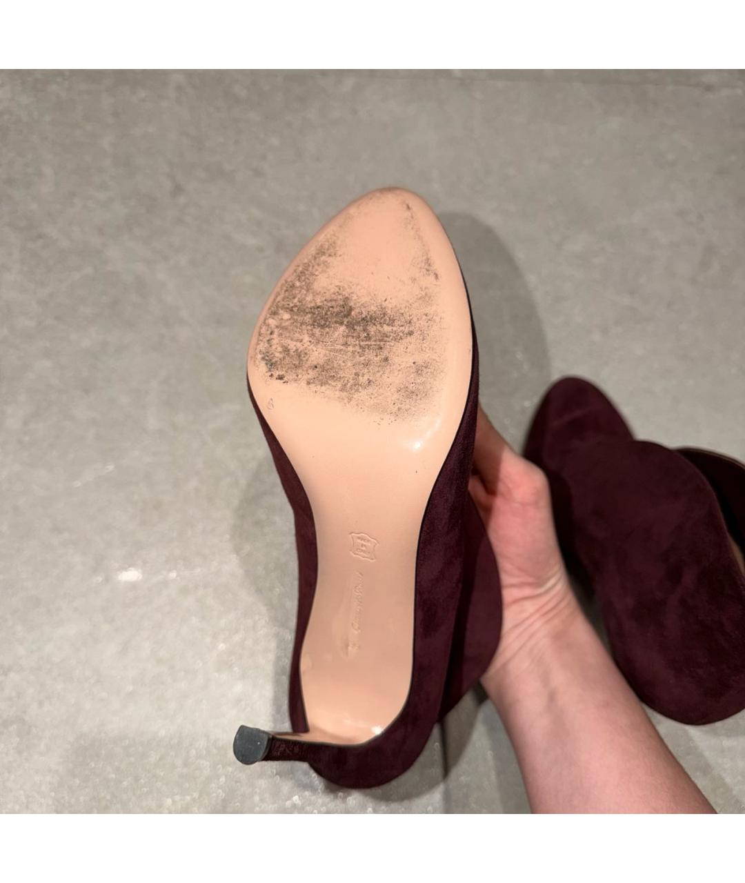 GIANVITO ROSSI Бордовые замшевые ботильоны, фото 6